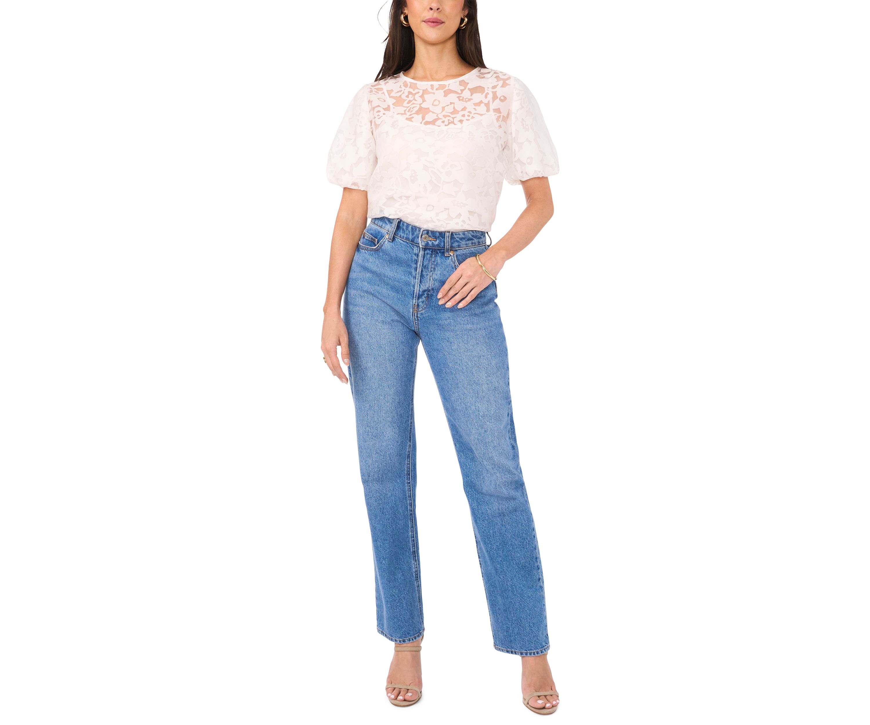 Womens Short Sleeve Lace Blouse