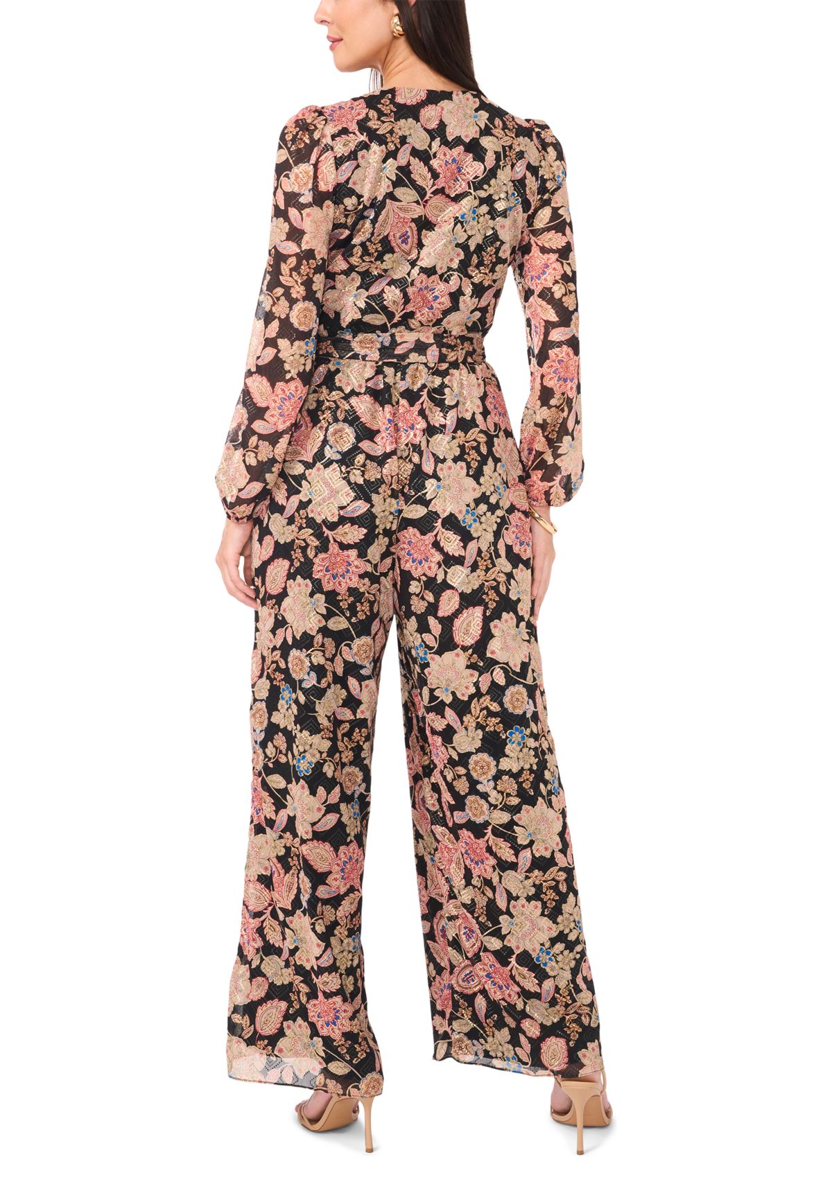 Womens Long Sleeve Floral Jumpsuit