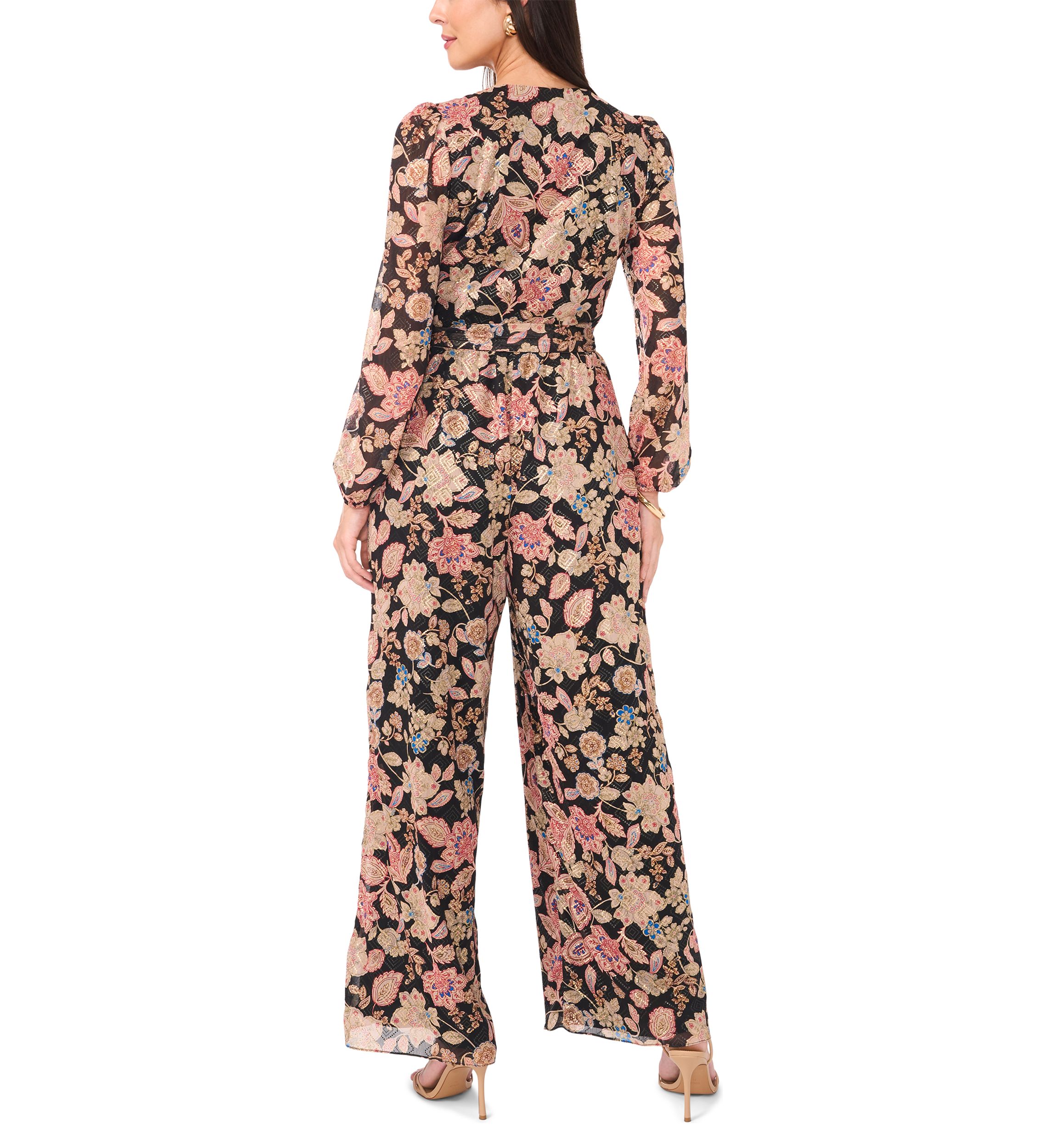 Womens Long Sleeve Floral Jumpsuit