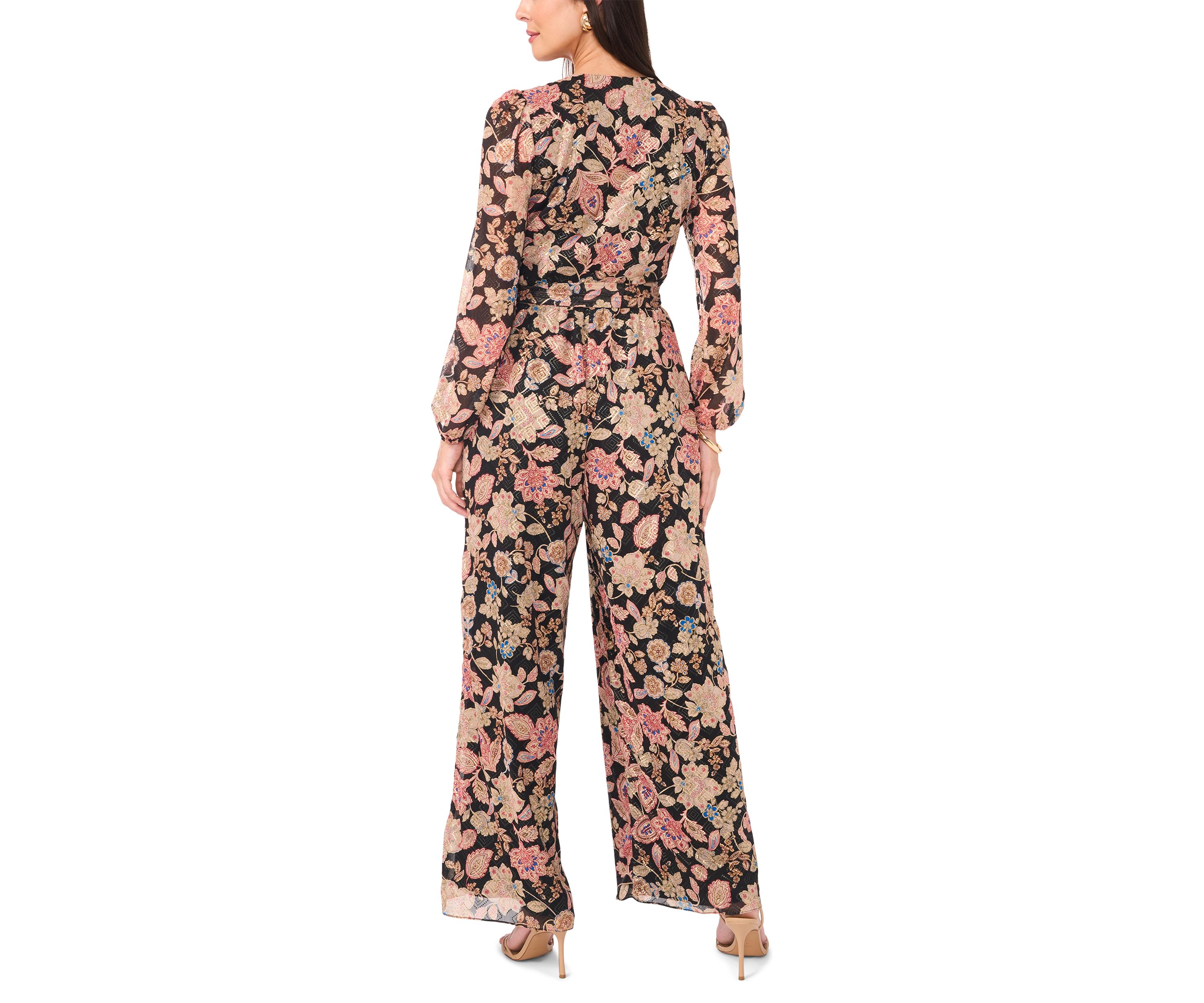 Womens Long Sleeve Floral Jumpsuit