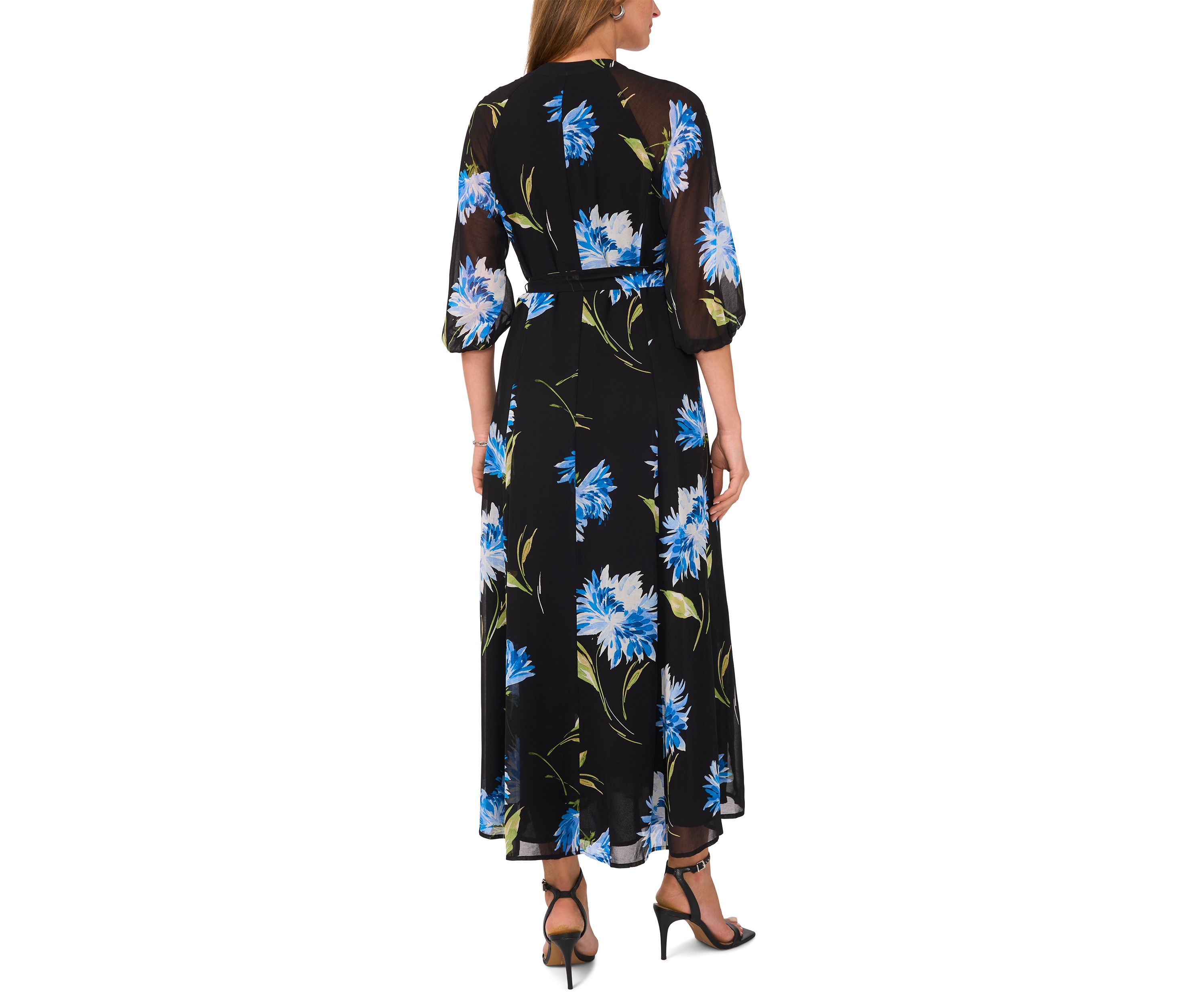 Womens Floral Printed Midi Dress