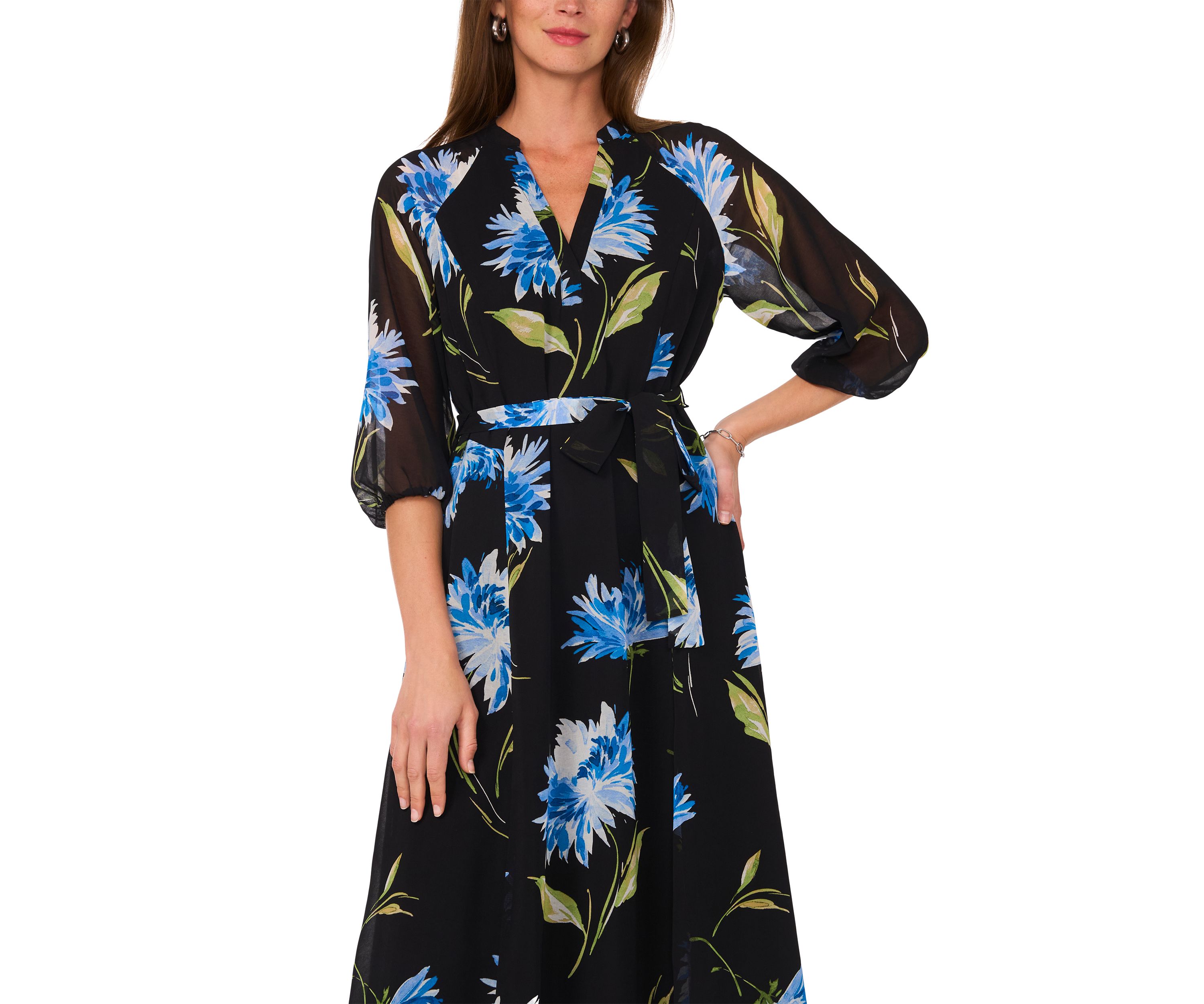 Womens Floral Printed Midi Dress