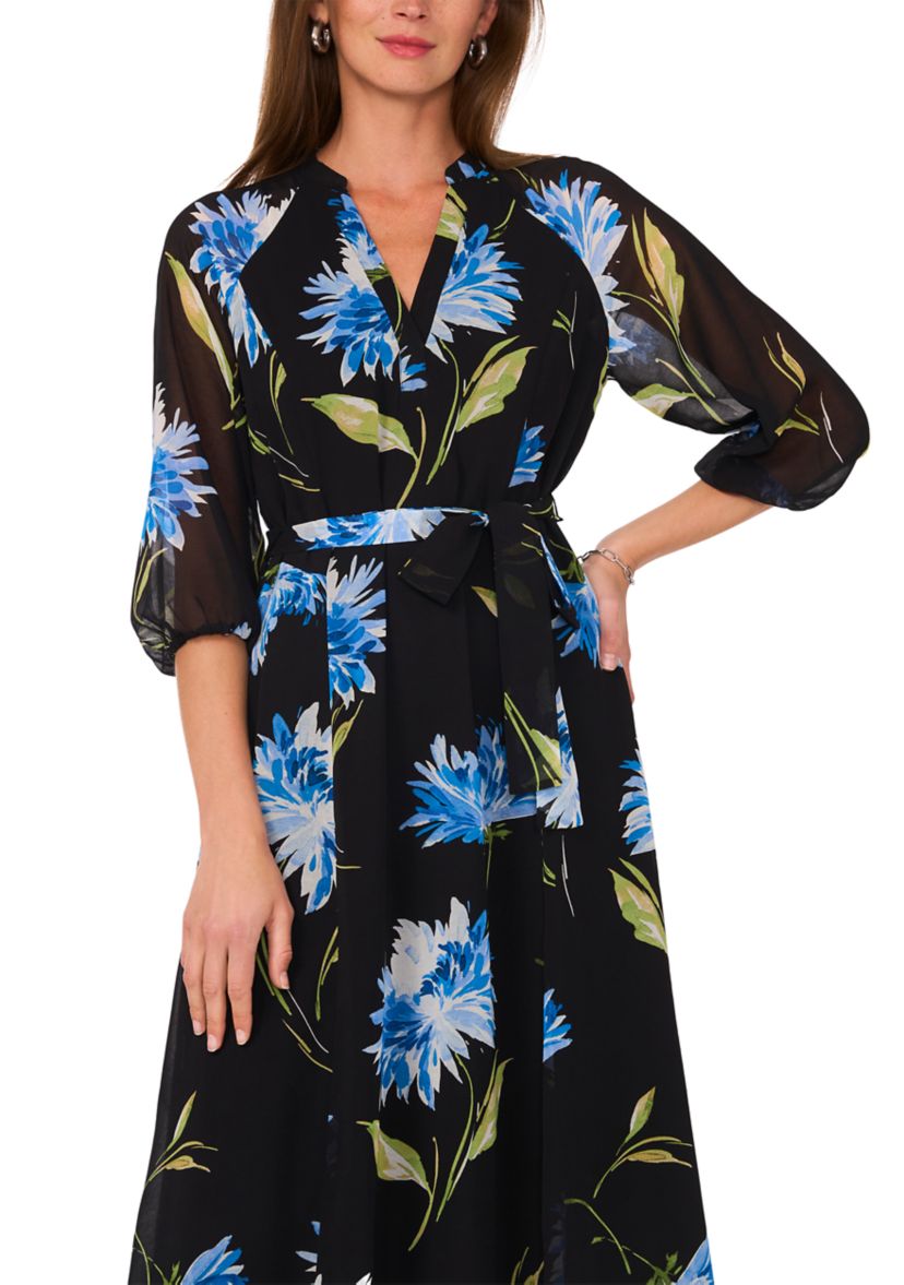 Womens Floral Printed Midi Dress