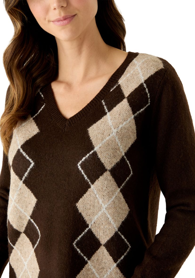 Vince Camuto Women's V-Neck Argyle Sweater Dress | Belk