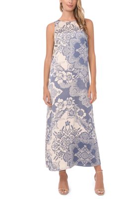 Vince Camuto Women's Sleeveless Scarf Printed Halter Dress