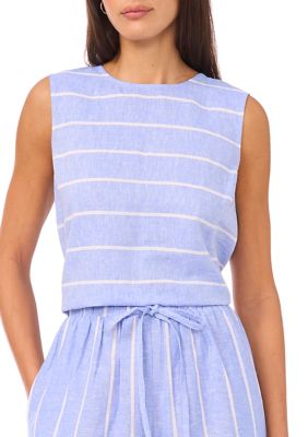Vince Camuto Women's Sleeveless Striped Linen Top, XS