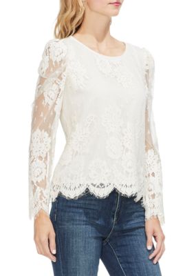 Vince Camuto Lace Puff Shoulder Blouse | belk