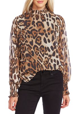 Vince Camuto Women's Leopard Mock Neck Batwing Blouse | belk