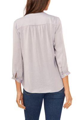 Women's Blouson Sleeve V-Neck Blouse