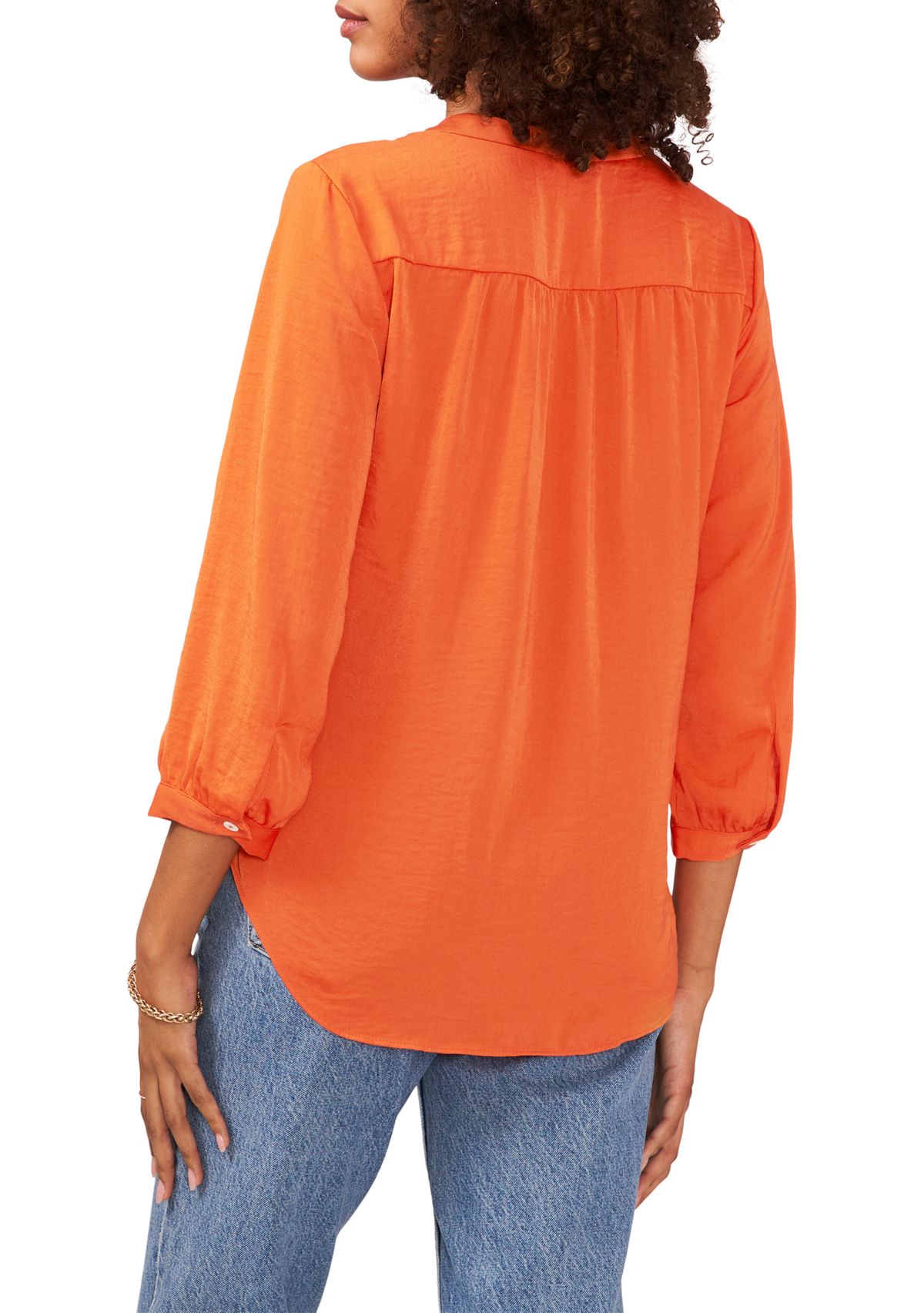 Womens Blouson Sleeve V-Neck Blouse