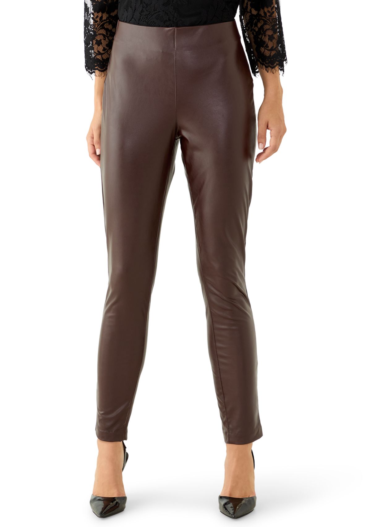 Womens Vegan Leather Kick Flare Pants