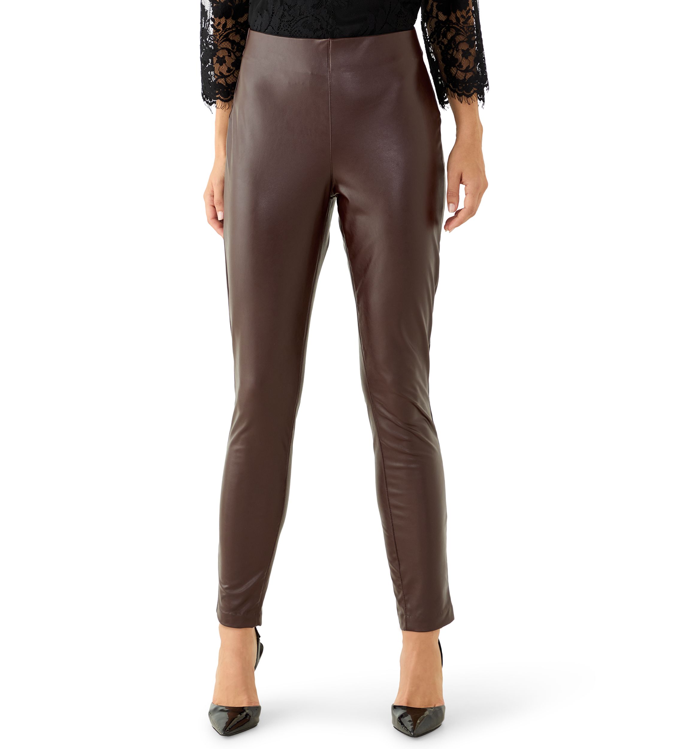 Womens Vegan Leather Kick Flare Pants