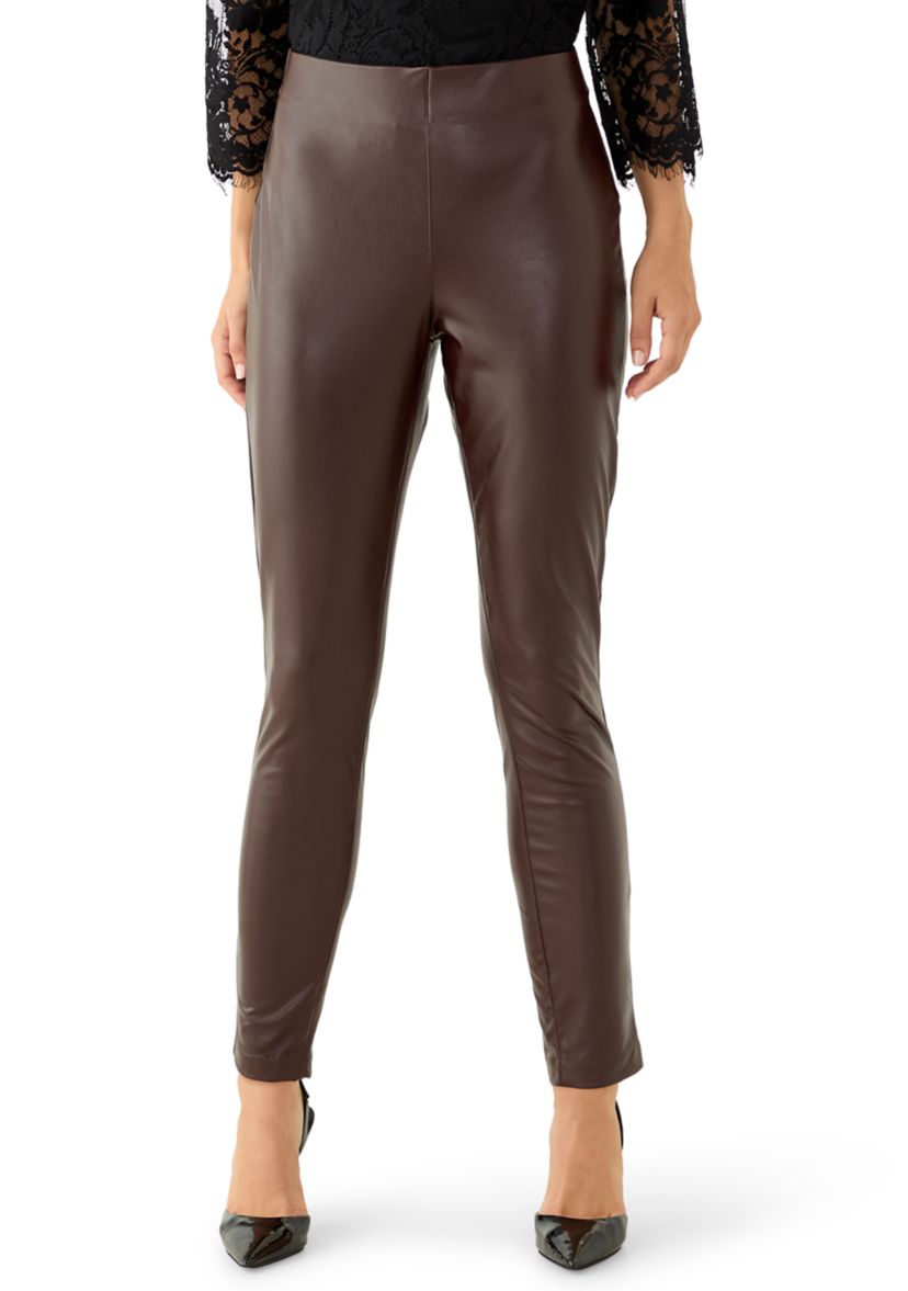 Womens Vegan Leather Kick Flare Pants