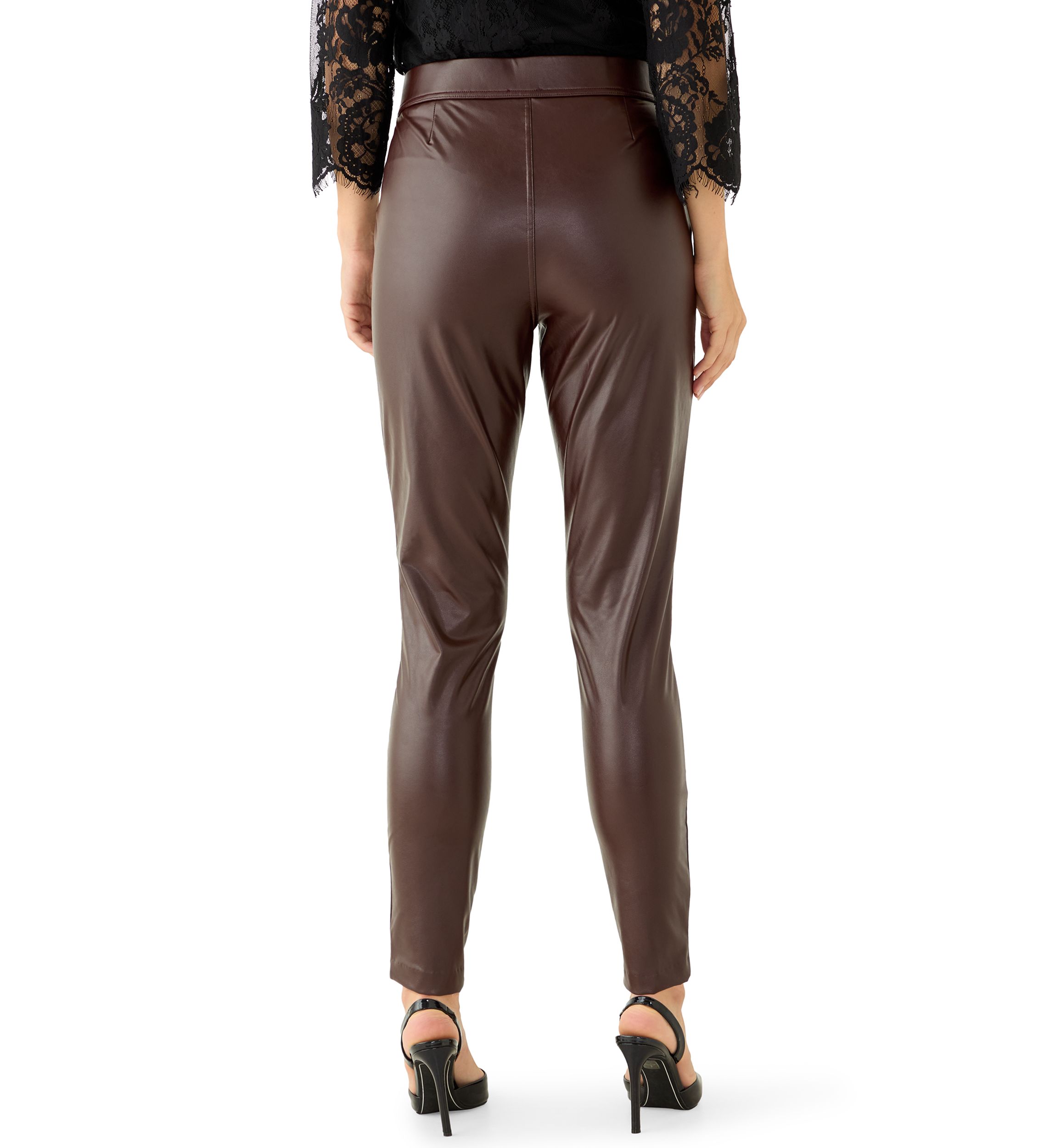 Womens Vegan Leather Kick Flare Pants