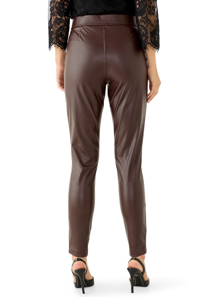 Womens Vegan Leather Kick Flare Pants