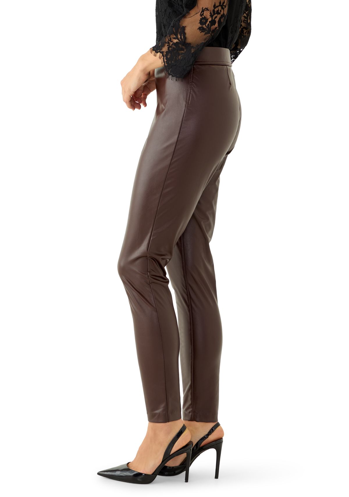 Womens Vegan Leather Kick Flare Pants