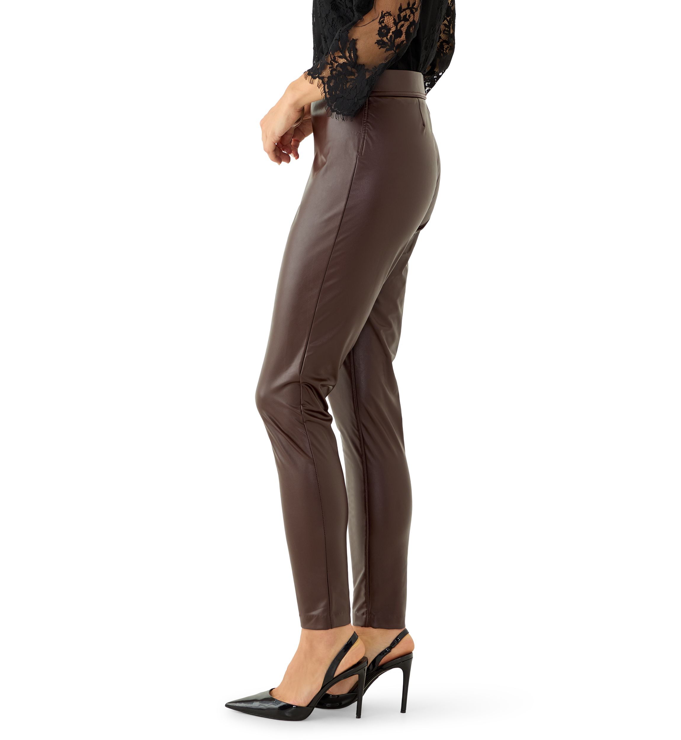 Womens Vegan Leather Kick Flare Pants