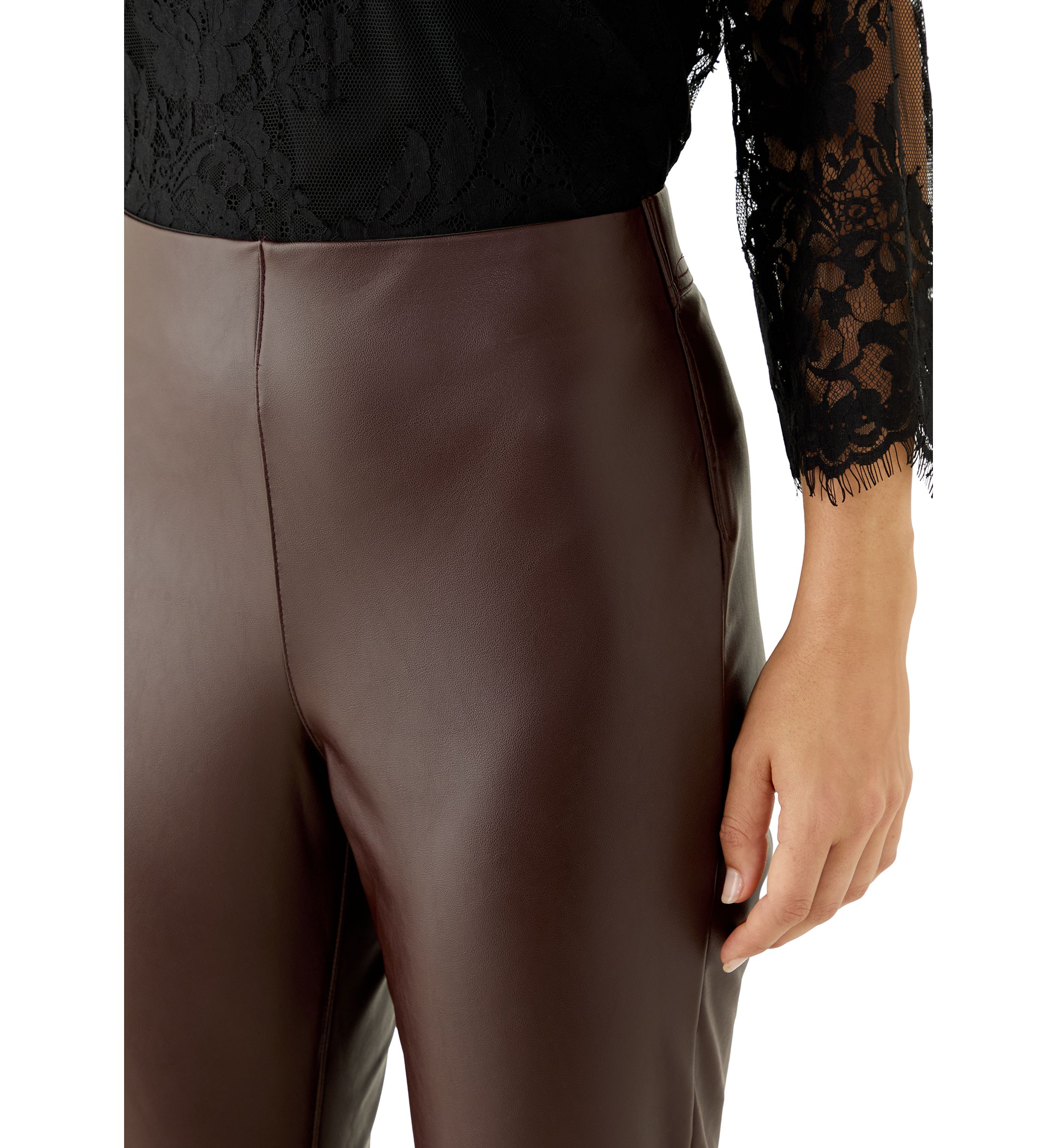 Womens Vegan Leather Kick Flare Pants