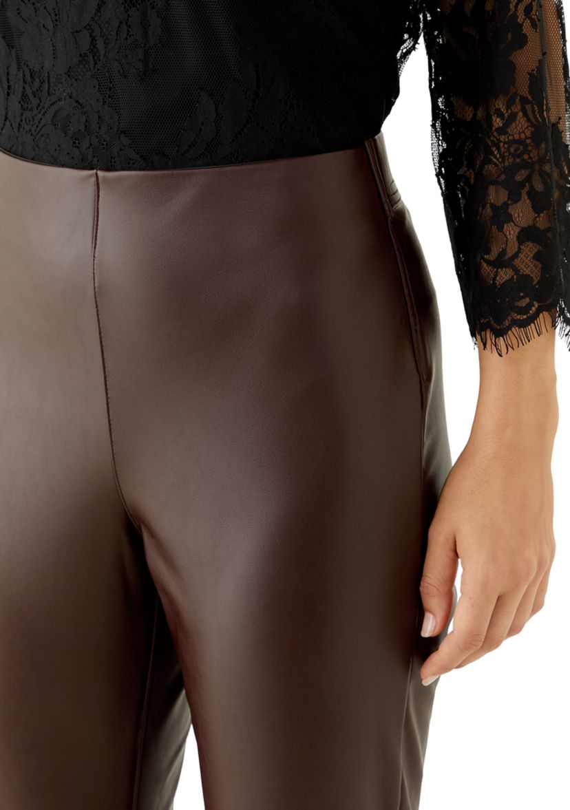 Womens Vegan Leather Kick Flare Pants