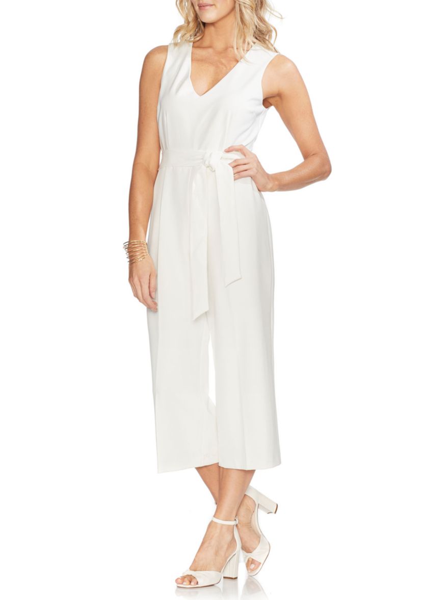 Womens Tie Front V-Neck Jumpsuit