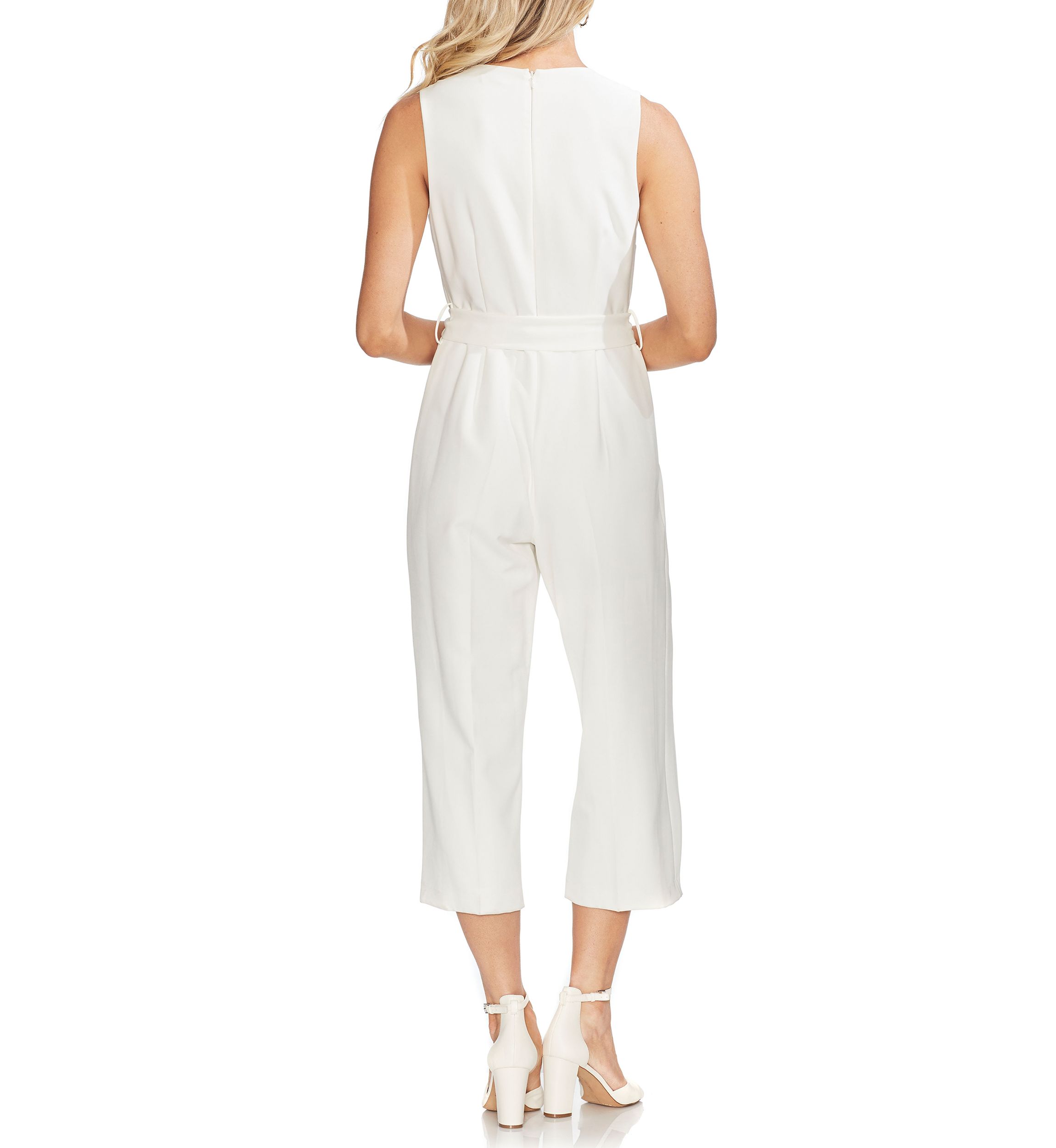 Womens Tie Front V-Neck Jumpsuit