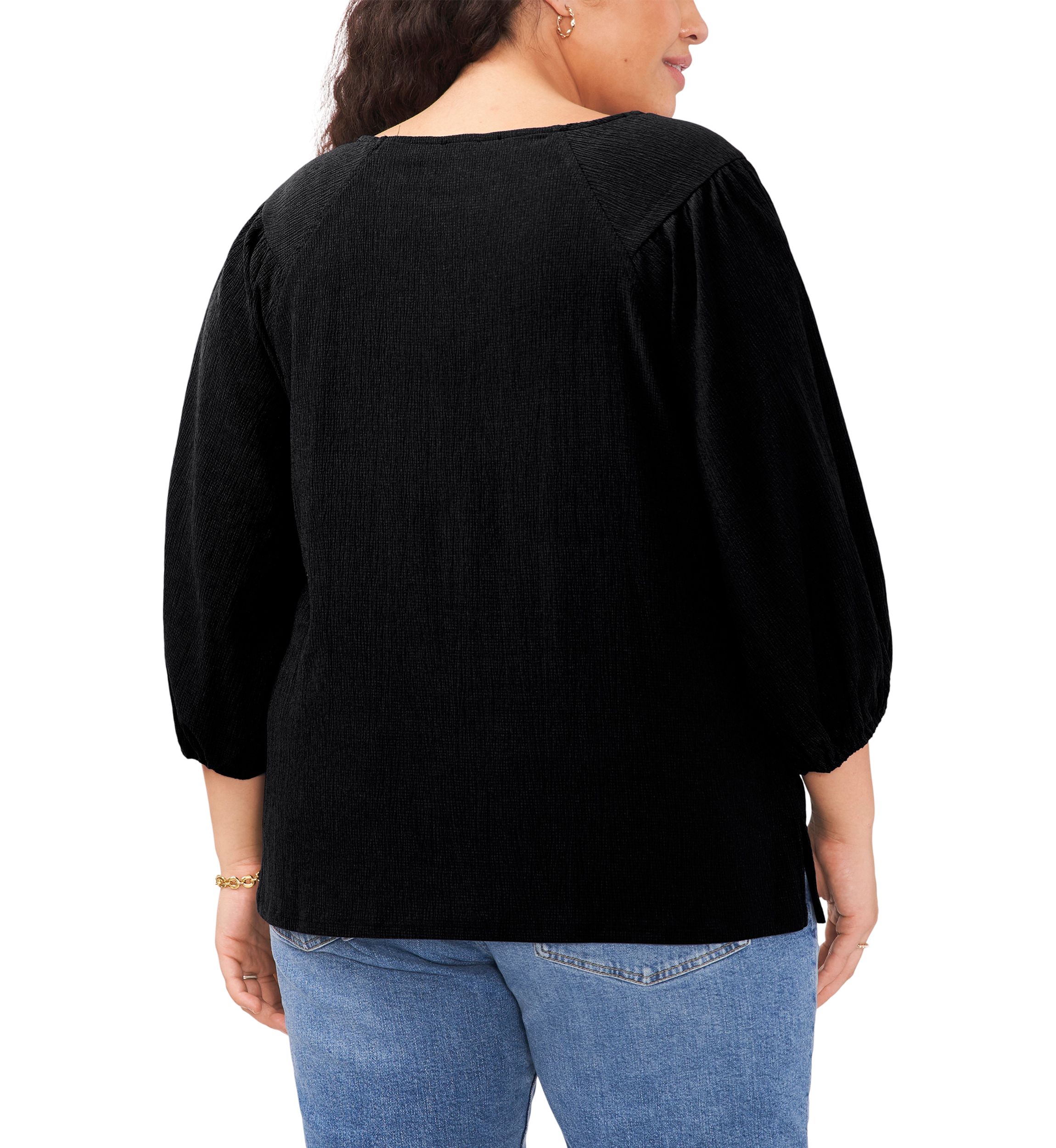 Plus Size 3/4 Puff Sleeve Knit Top 