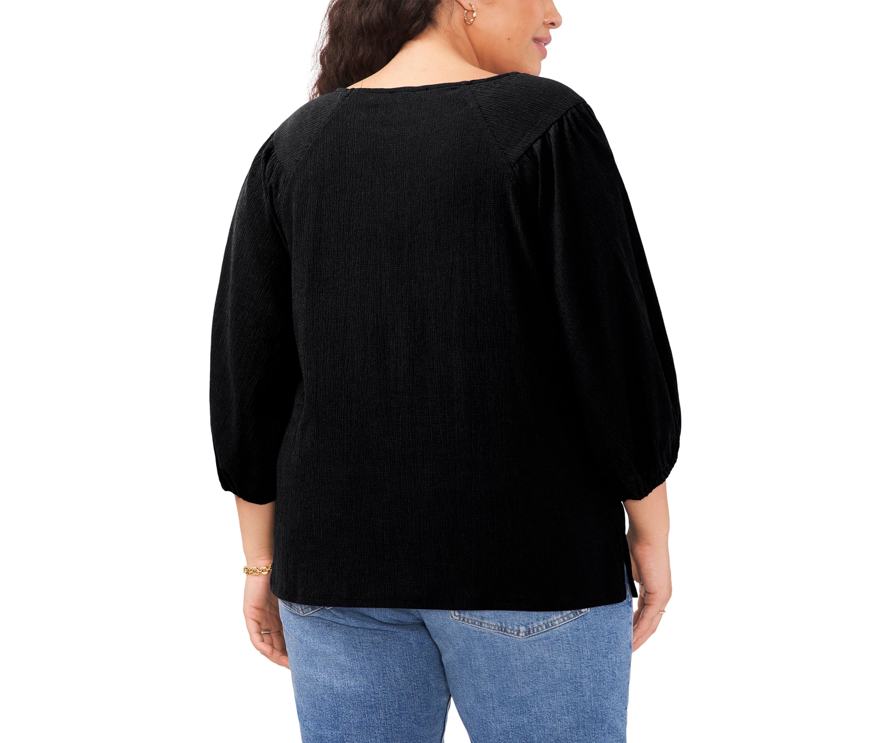 Plus Size 3/4 Puff Sleeve Knit Top 