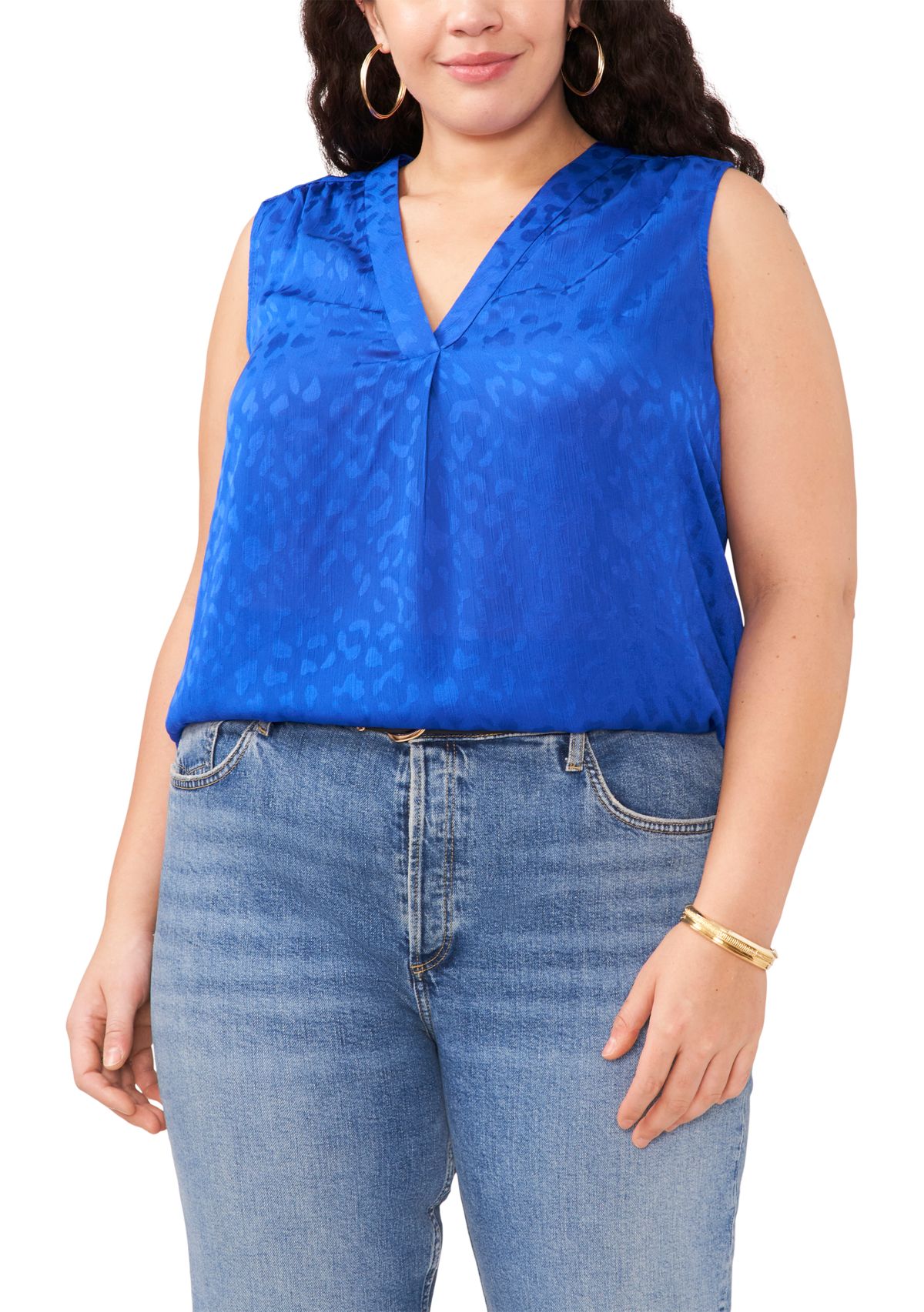 Plus Size V-Neck Sleeveless Blouse