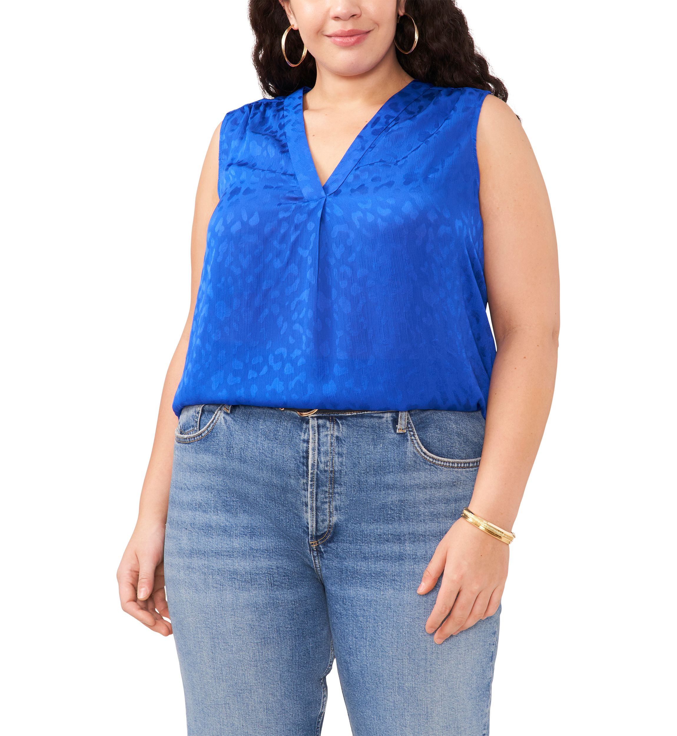 Plus Size V-Neck Sleeveless Blouse