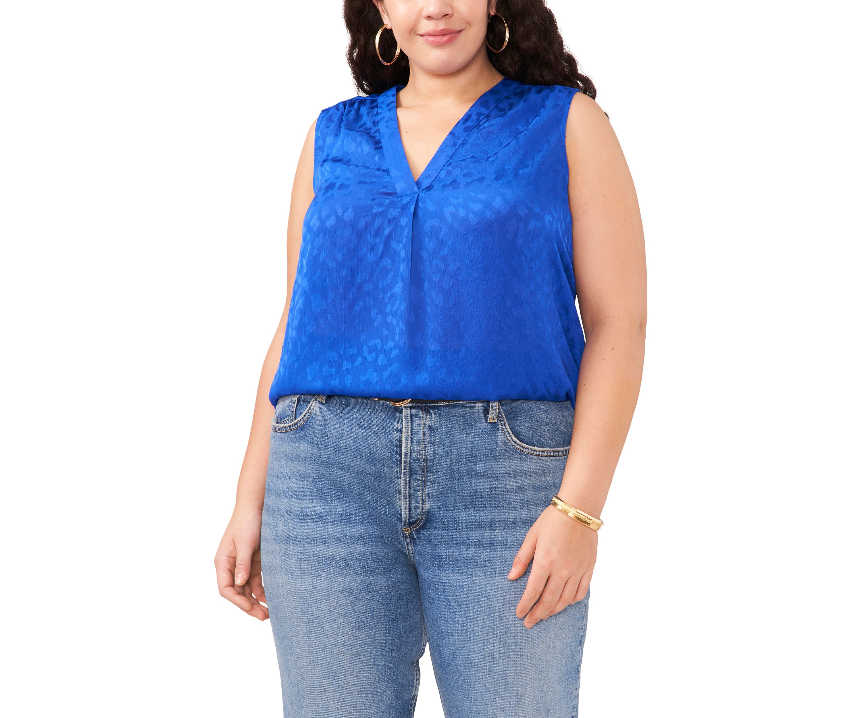 Plus Size V-Neck Sleeveless Blouse