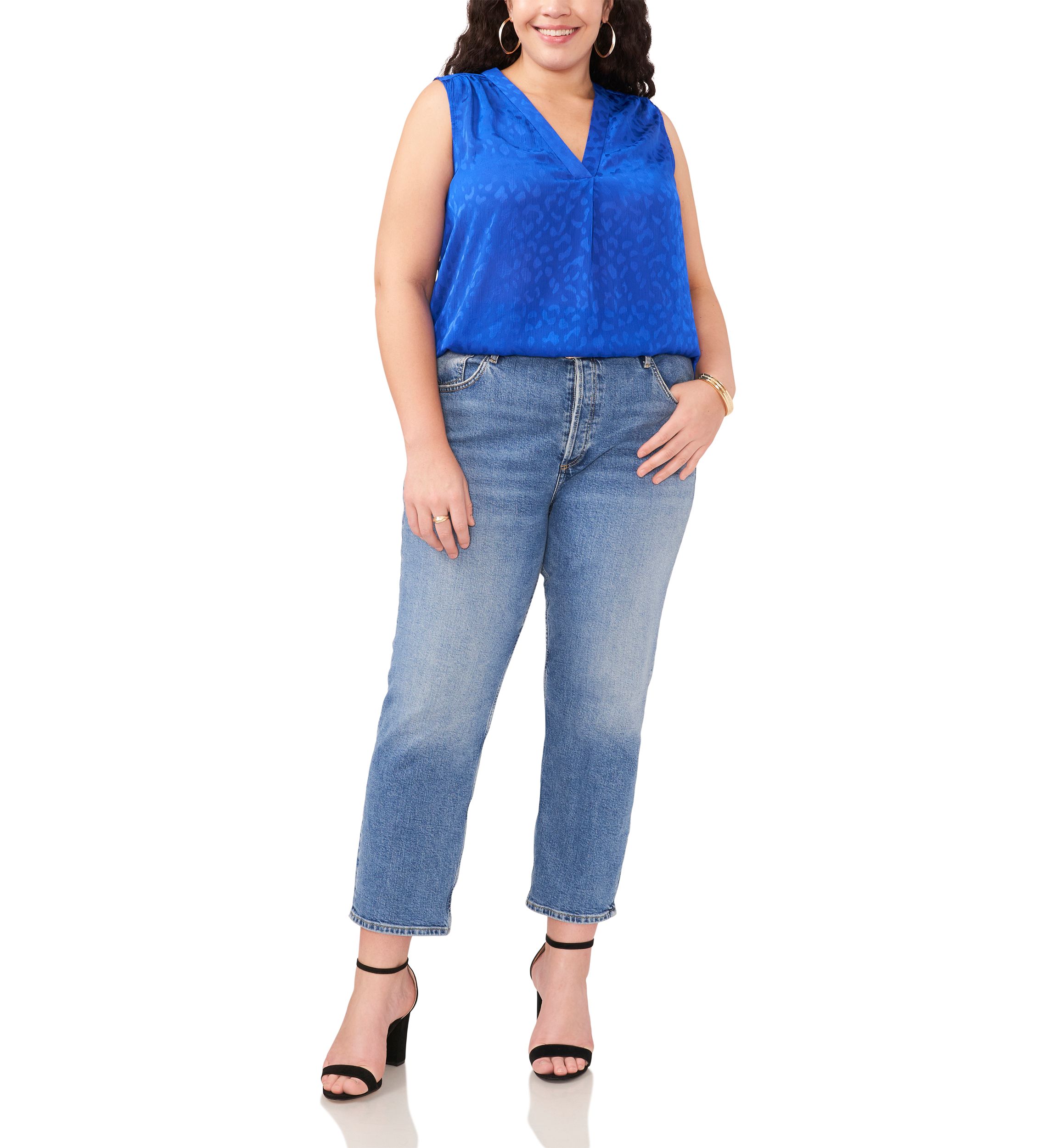 Plus Size V-Neck Sleeveless Blouse