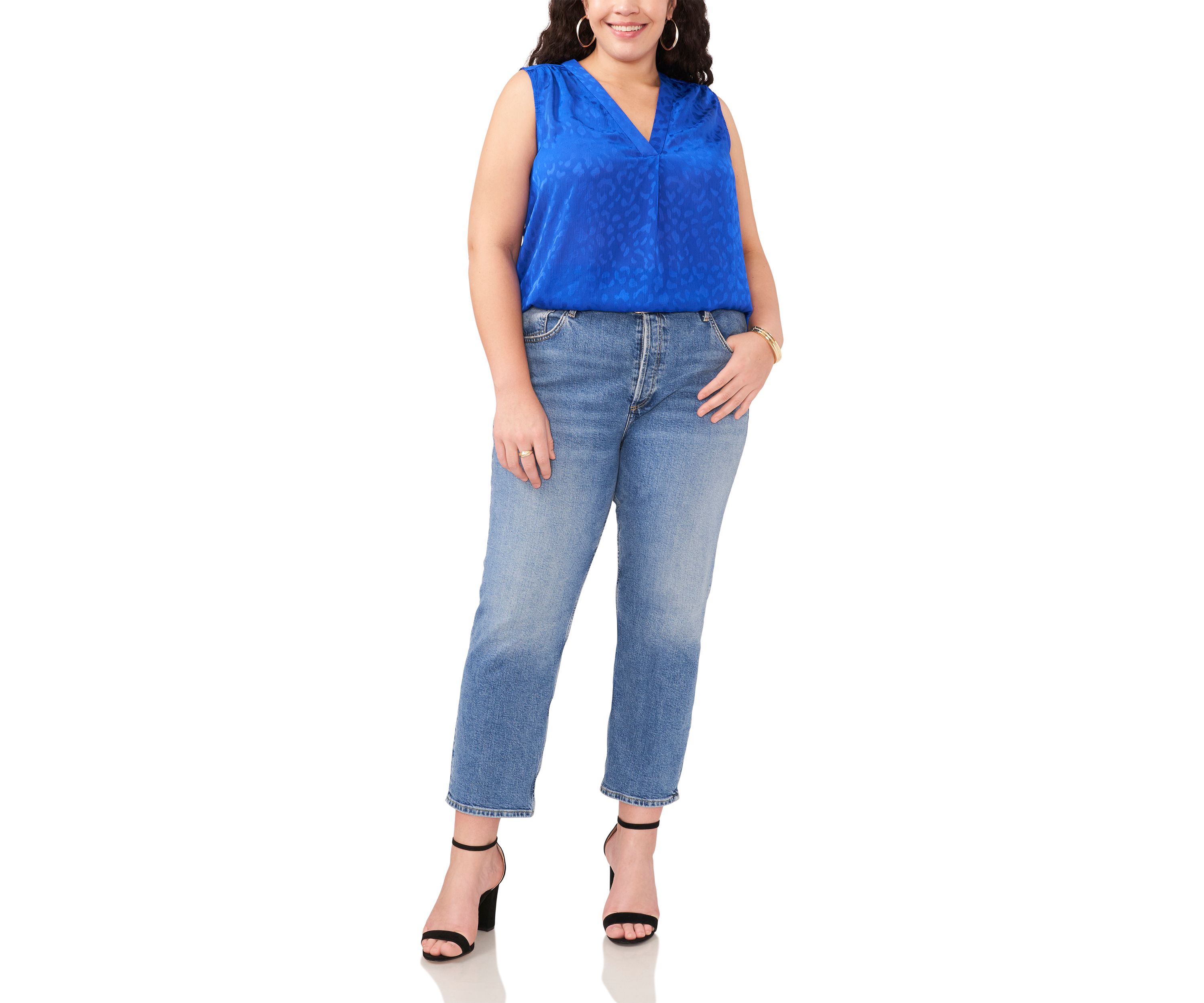 Plus Size V-Neck Sleeveless Blouse