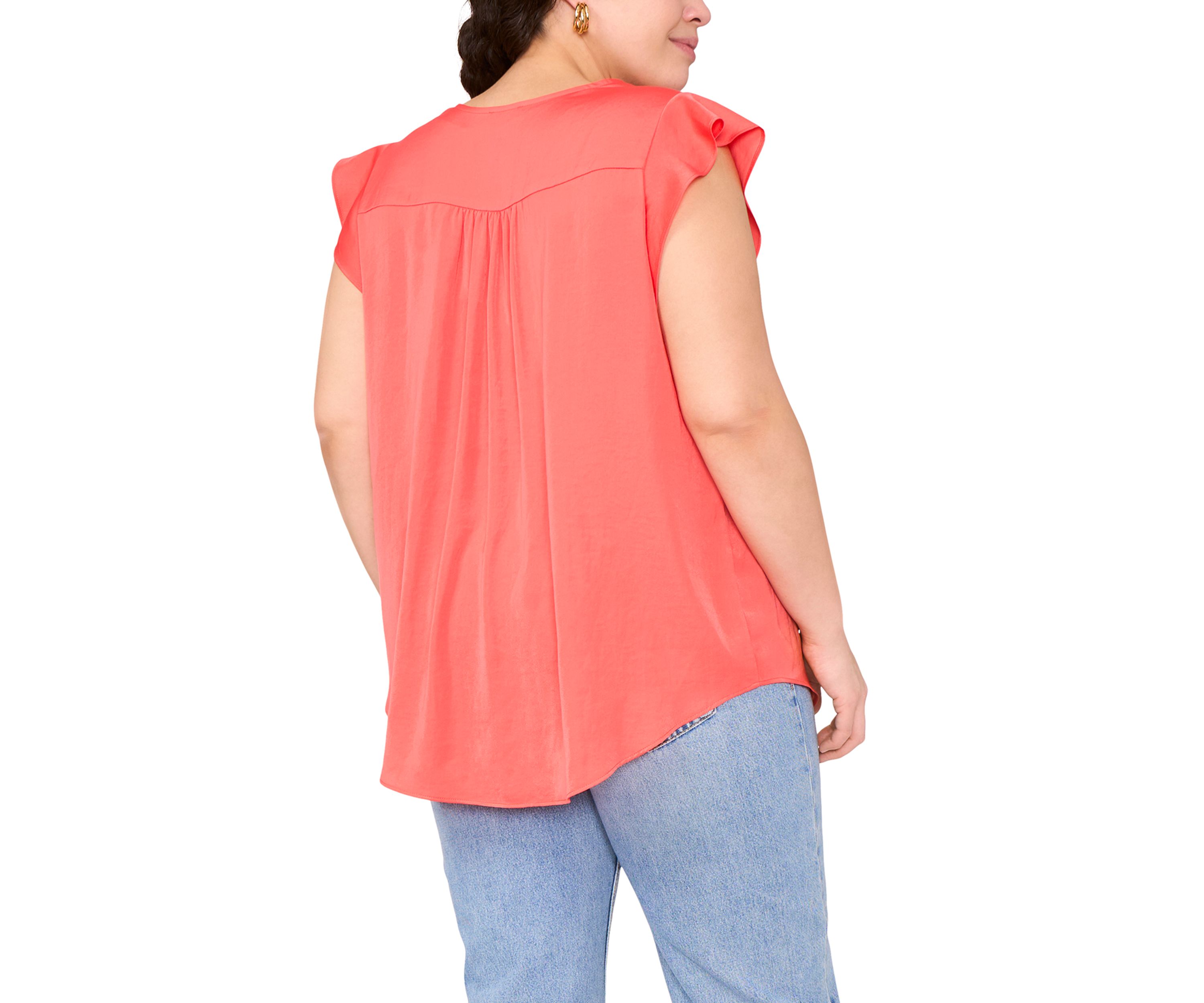 Womens V-Neck Ruffle Sleeve Blouse 