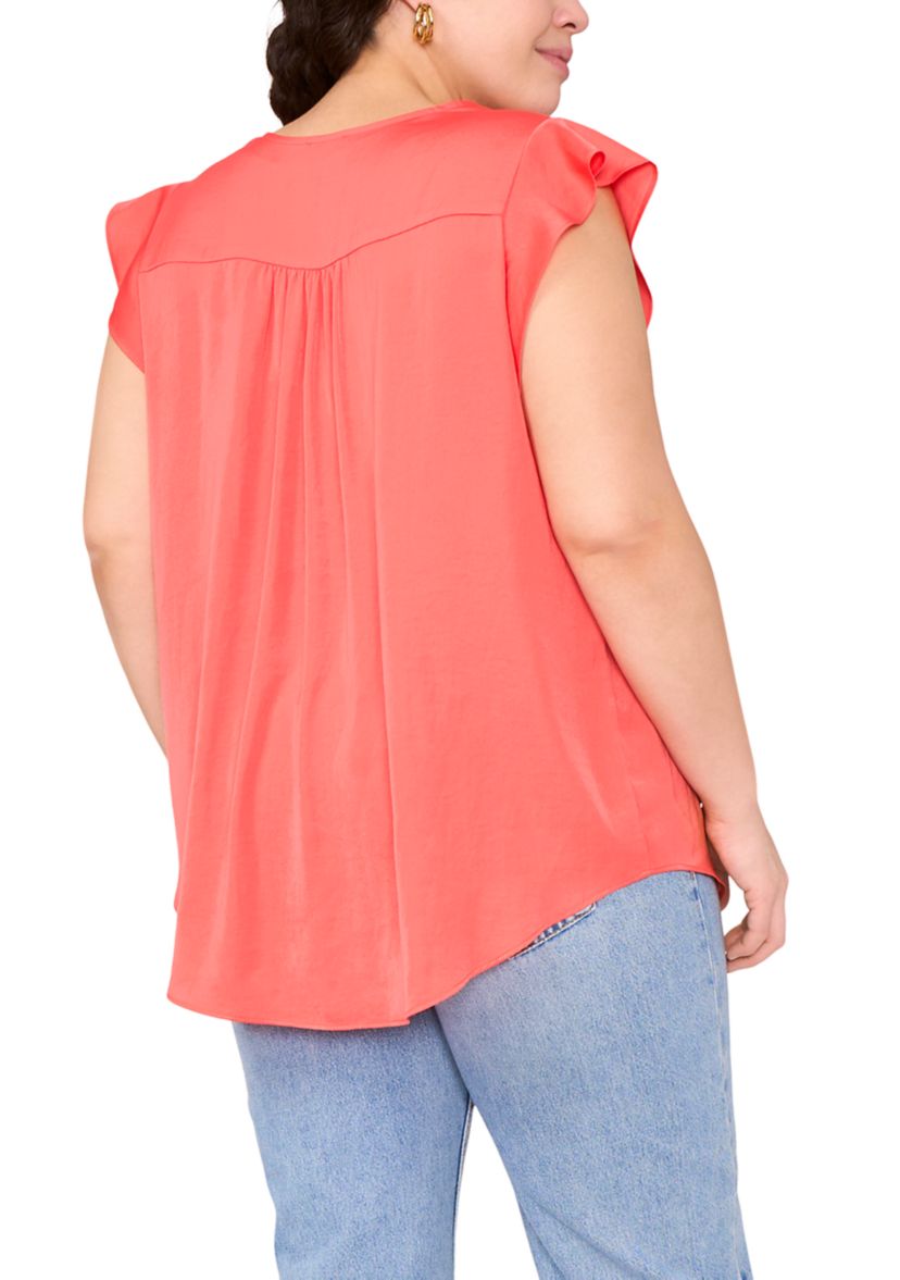 Womens V-Neck Ruffle Sleeve Blouse 