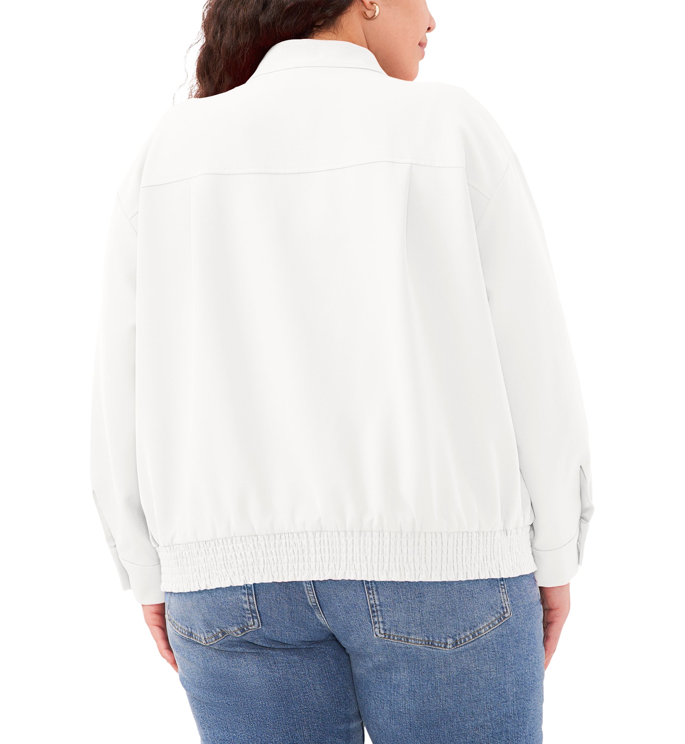 Plus Size Oversized Bomber Jacket with Hidden Placket 