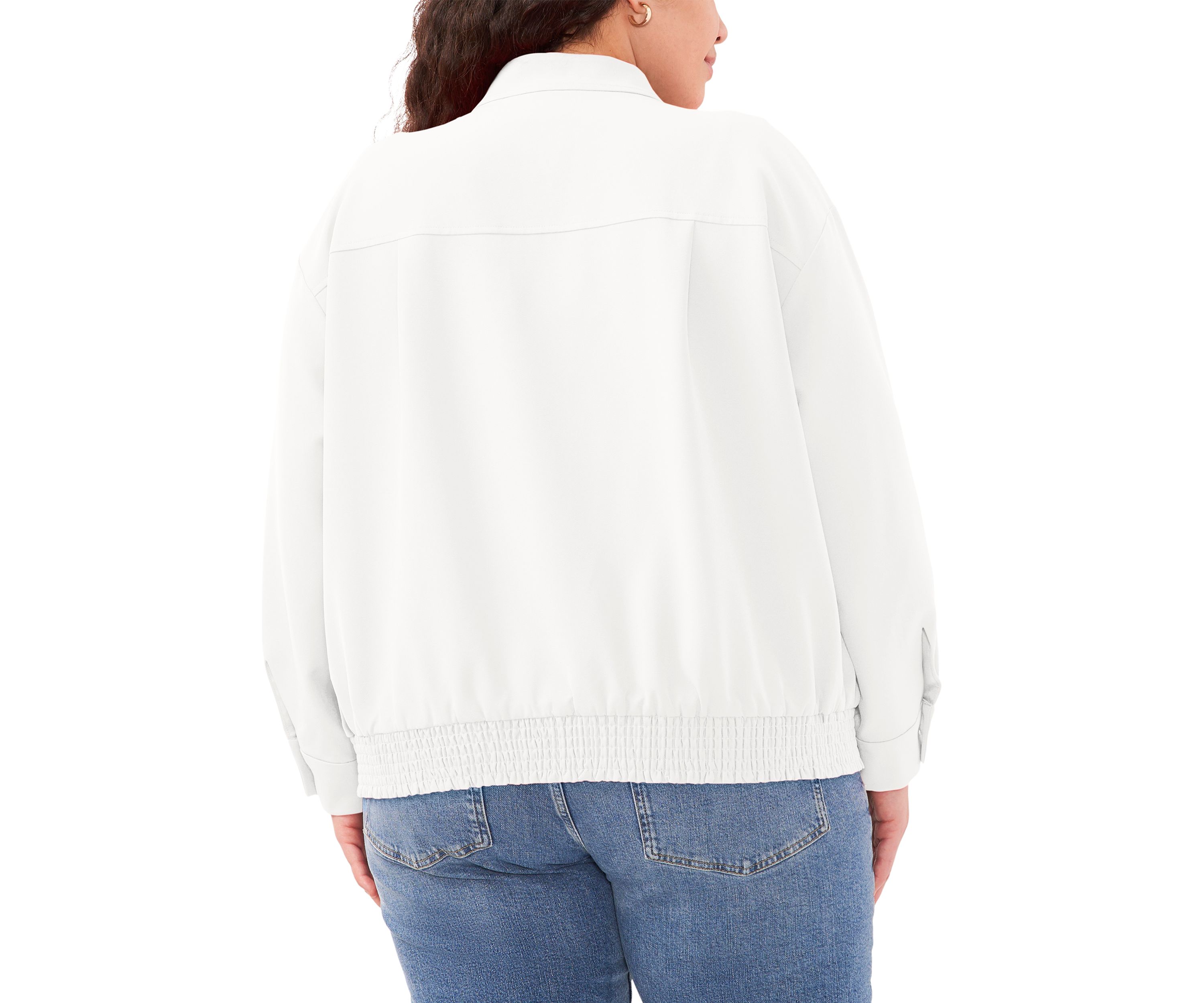 Plus Size Oversized Bomber Jacket with Hidden Placket 