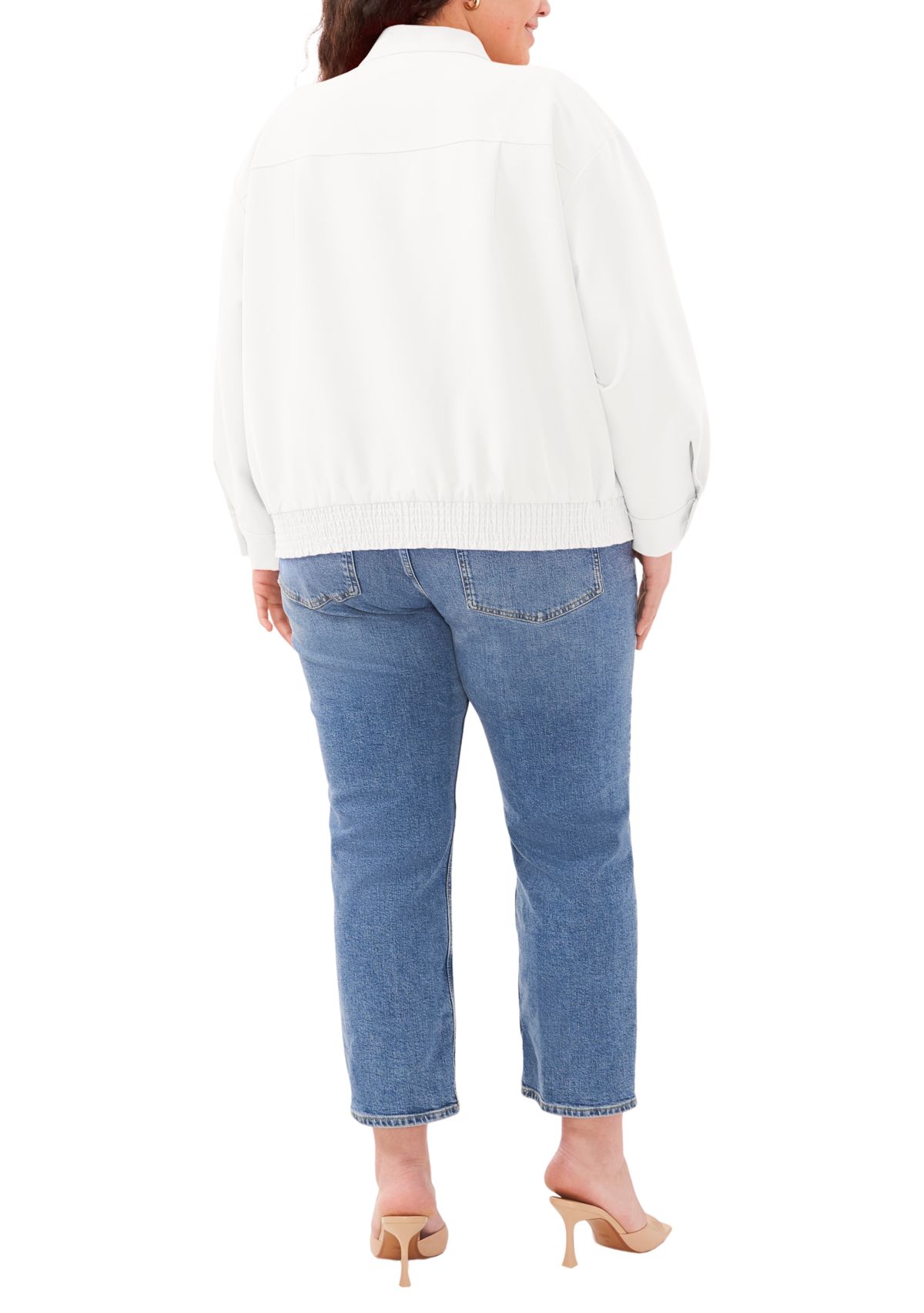 Plus Size Oversized Bomber Jacket with Hidden Placket 