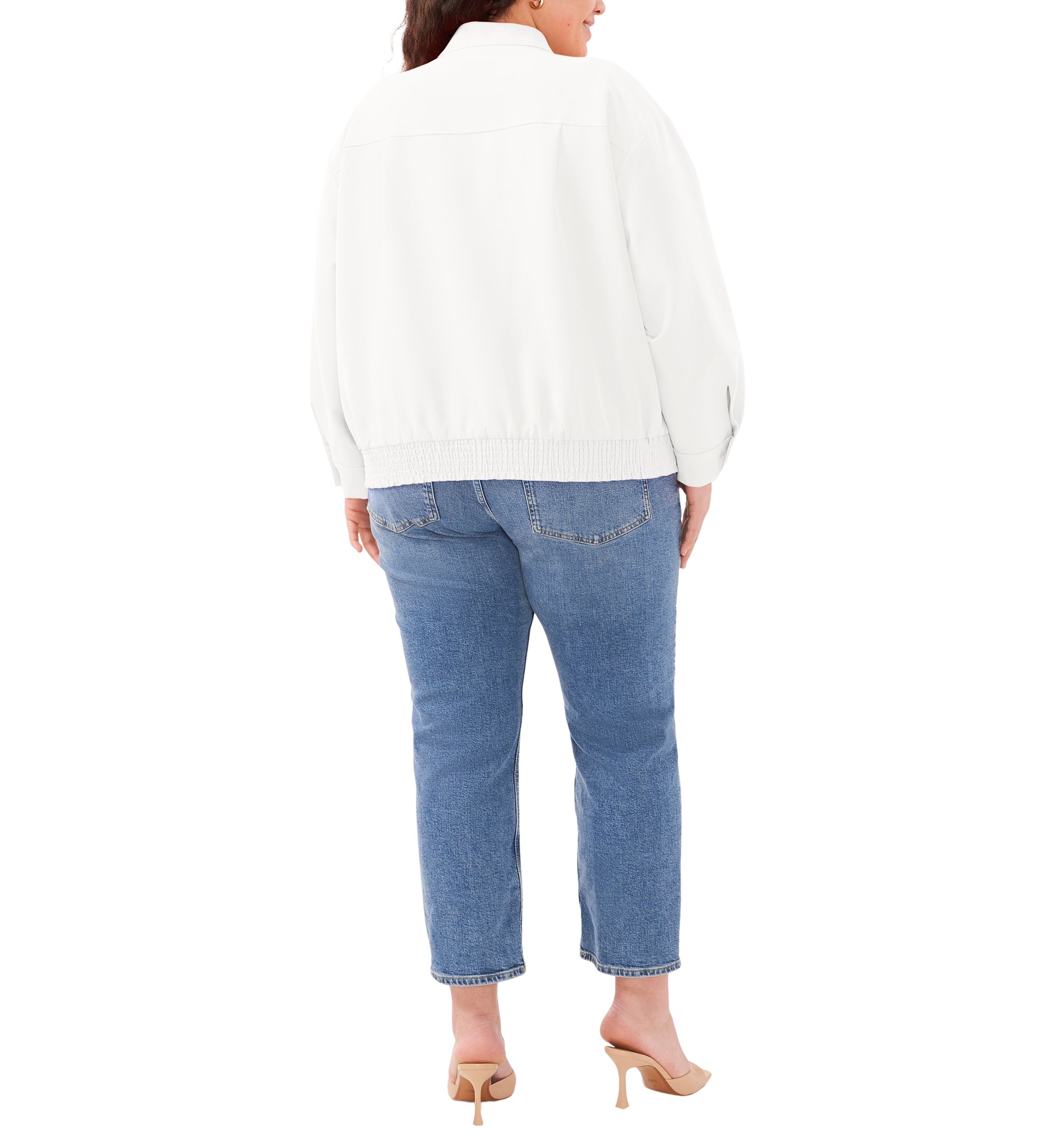 Plus Size Oversized Bomber Jacket with Hidden Placket 