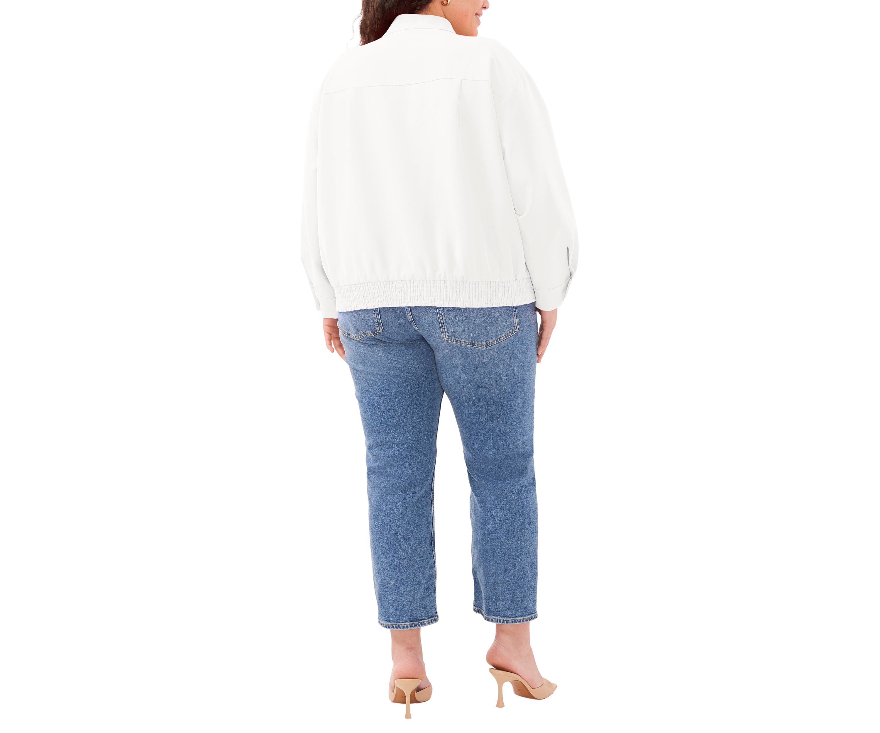 Plus Size Oversized Bomber Jacket with Hidden Placket 
