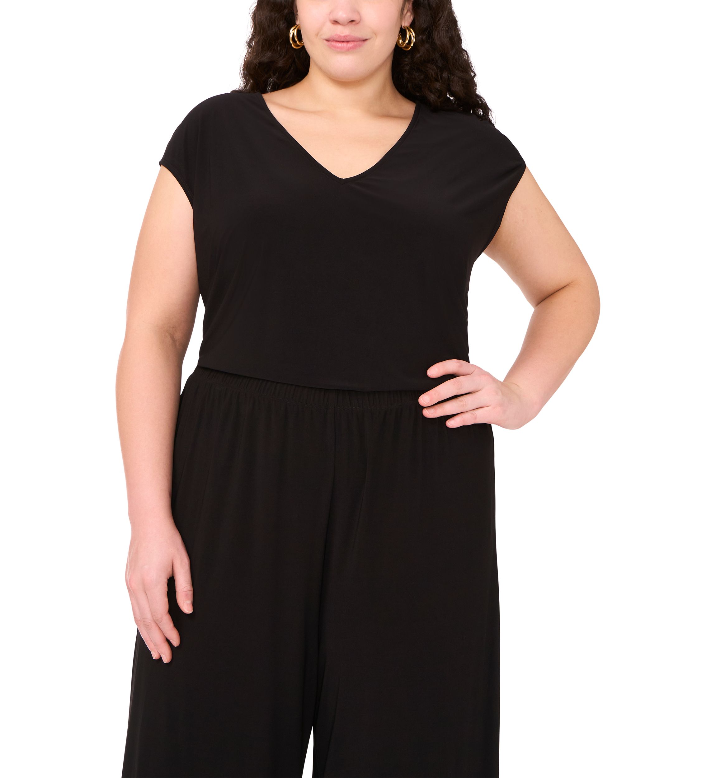 Womens Short Sleeve V-Neck Top 