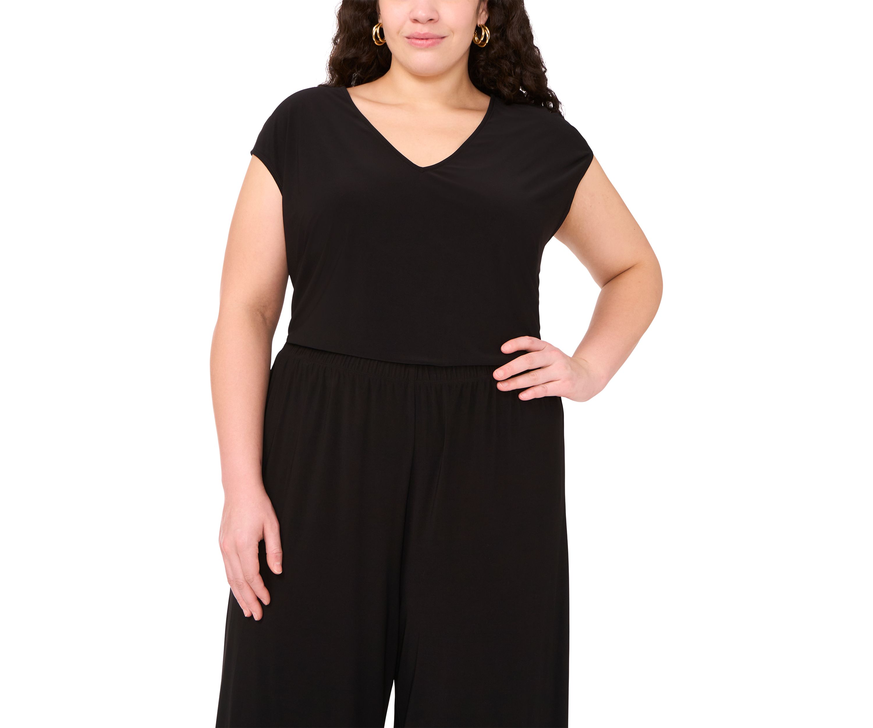 Womens Short Sleeve V-Neck Top 