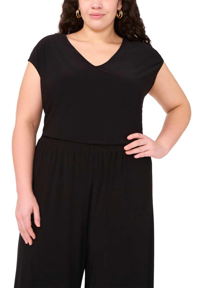 Womens Short Sleeve V-Neck Top 