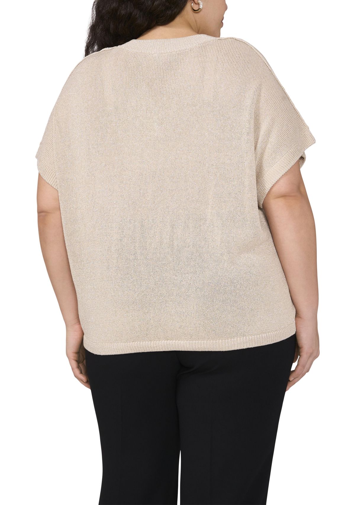 Plus Size V-Neck Lurex Dolman Top