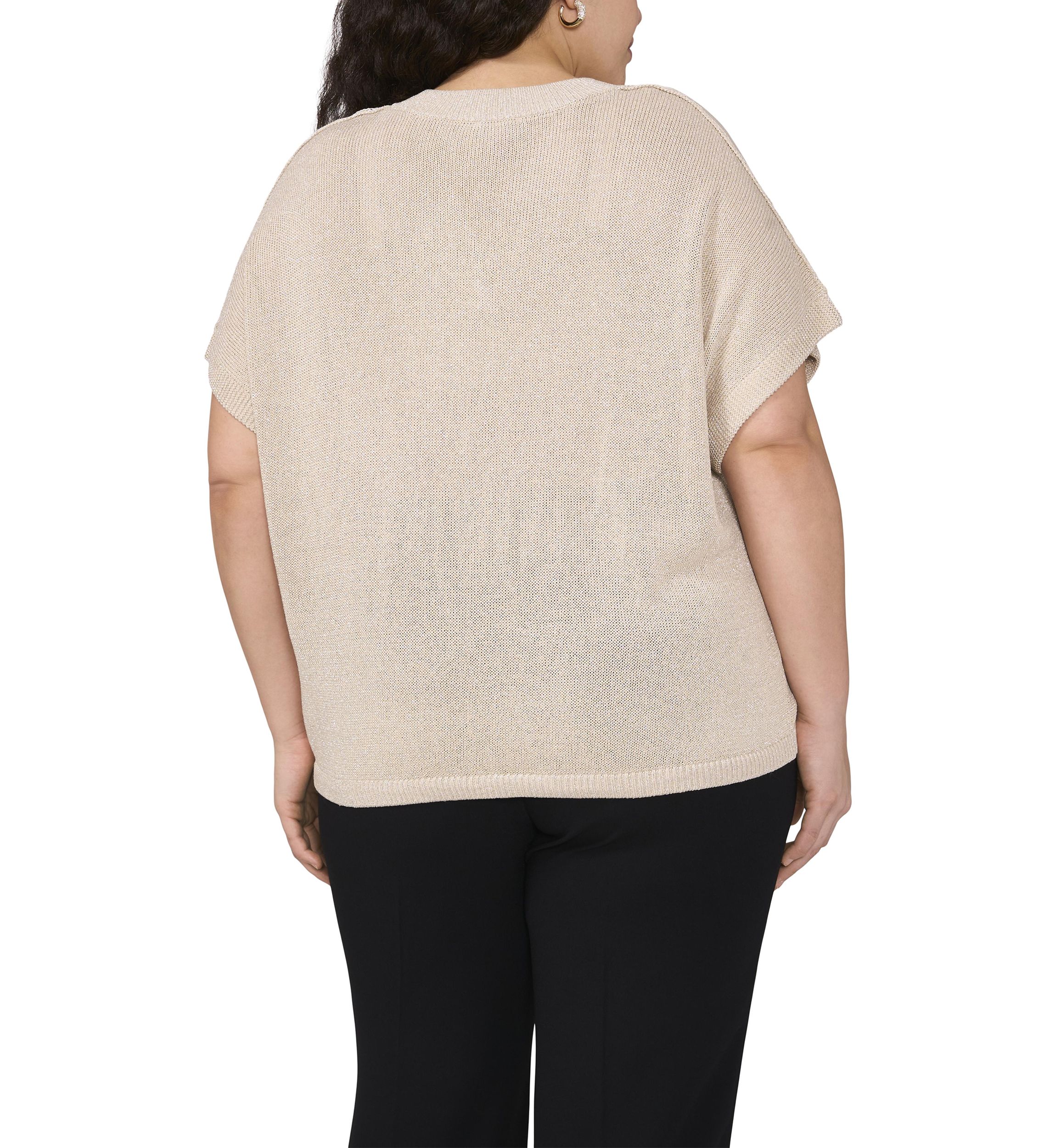 Plus Size V-Neck Lurex Dolman Top