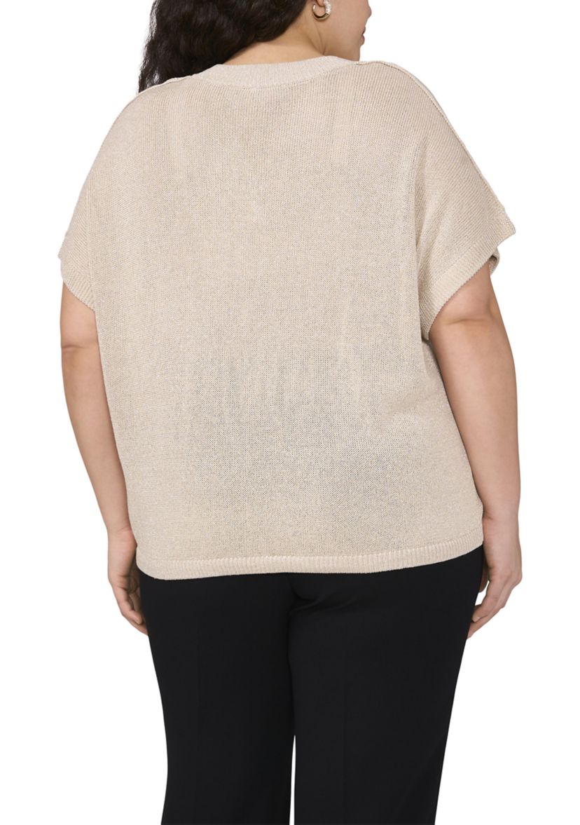Plus Size V-Neck Lurex Dolman Top