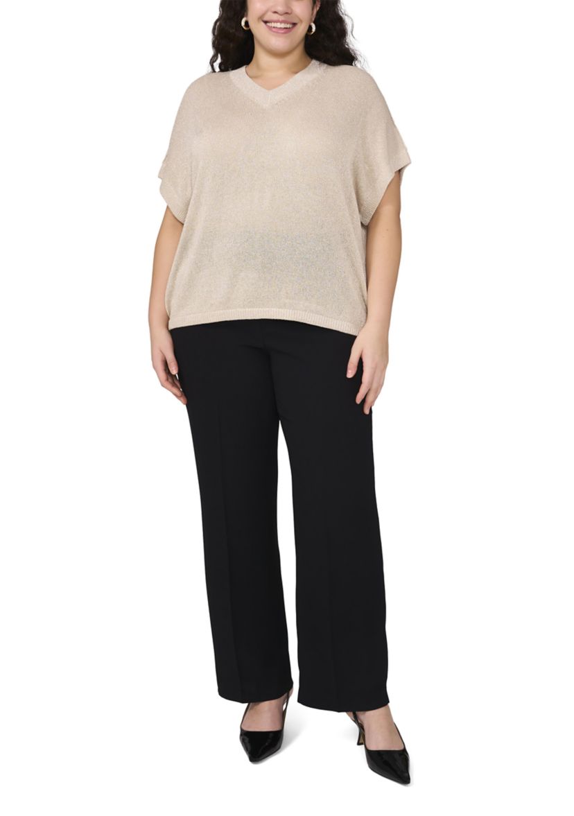 Plus Size V-Neck Lurex Dolman Top