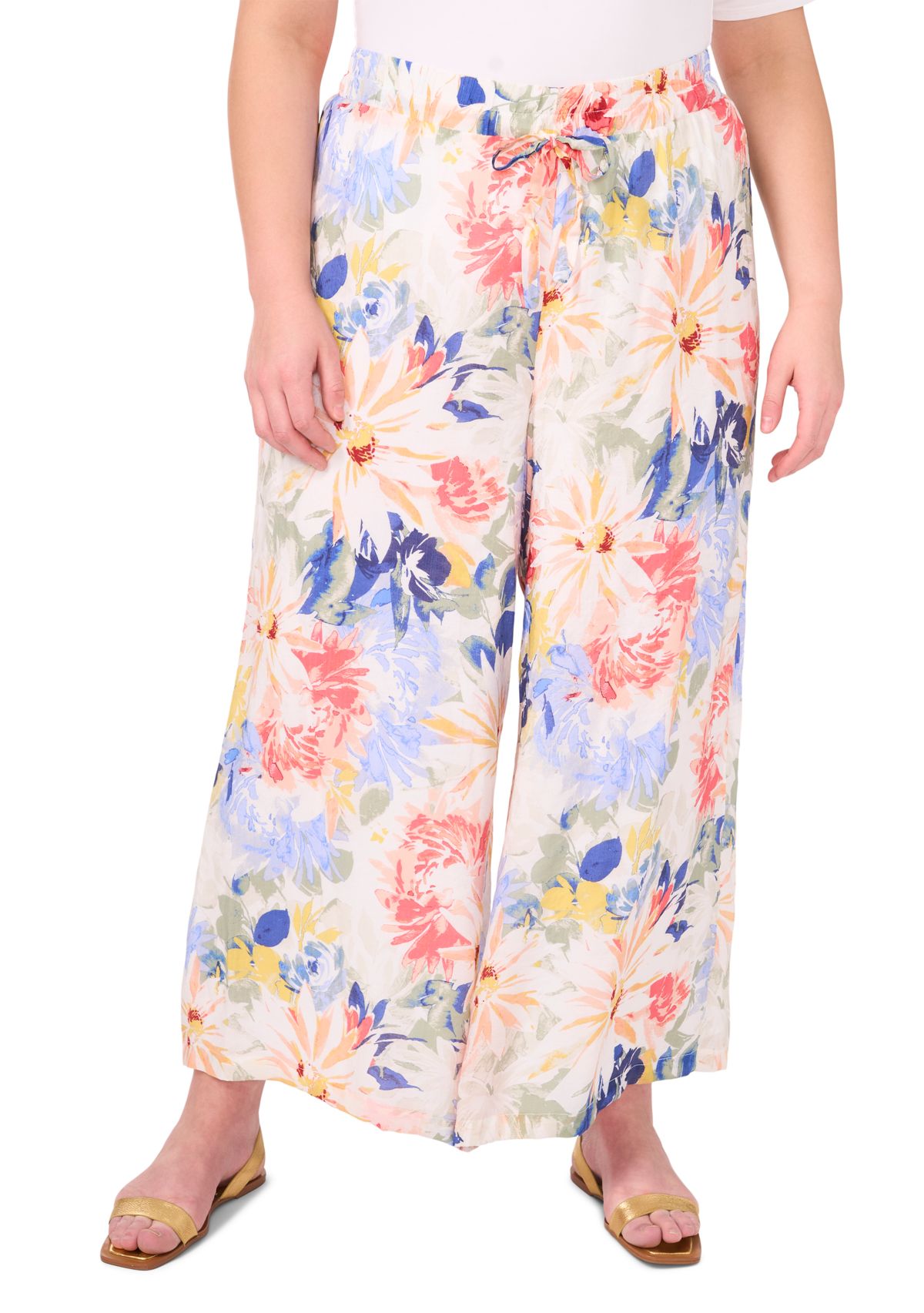 Plus Size Pull On Pants with Angled Hem 