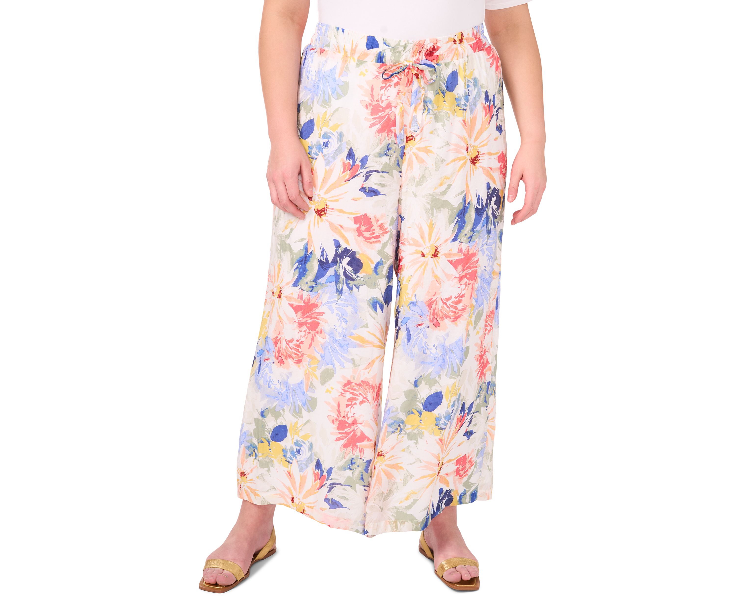 Plus Size Pull On Pants with Angled Hem 