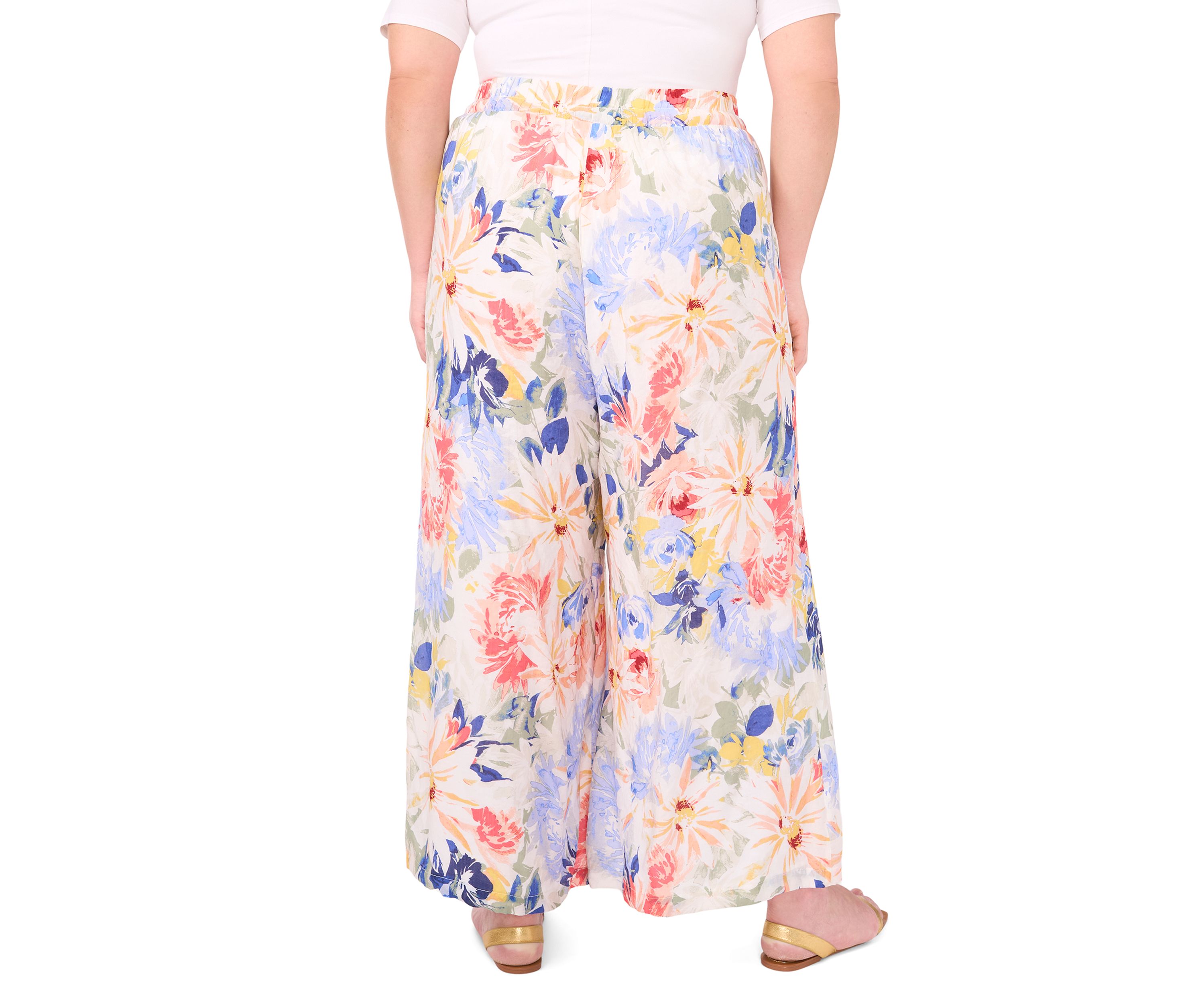 Plus Size Pull On Pants with Angled Hem 