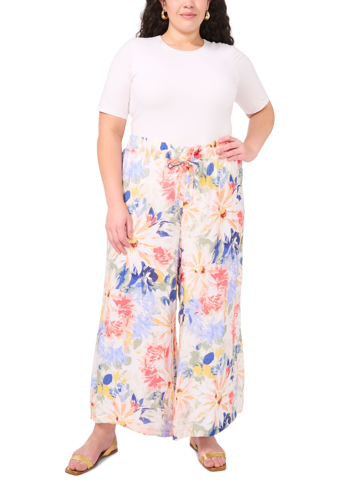Plus Size Pull On Pants with Angled Hem 